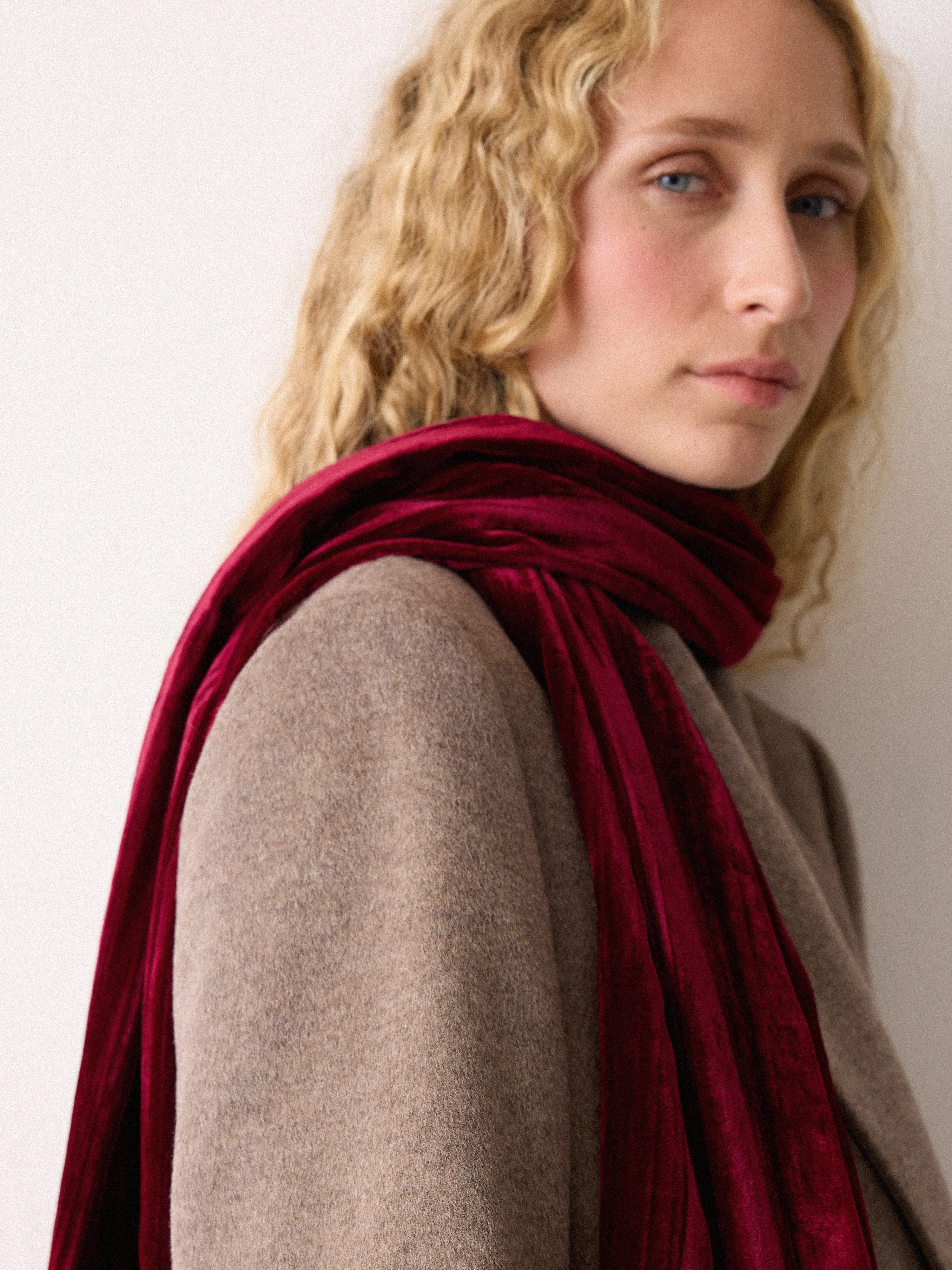 Velvet Plisse Scarf | Red sold by Jigsaw product image thumbnail 2