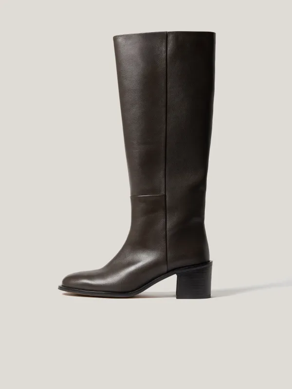 Leather Heeled Riding Boot | Brown sold by Jigsaw