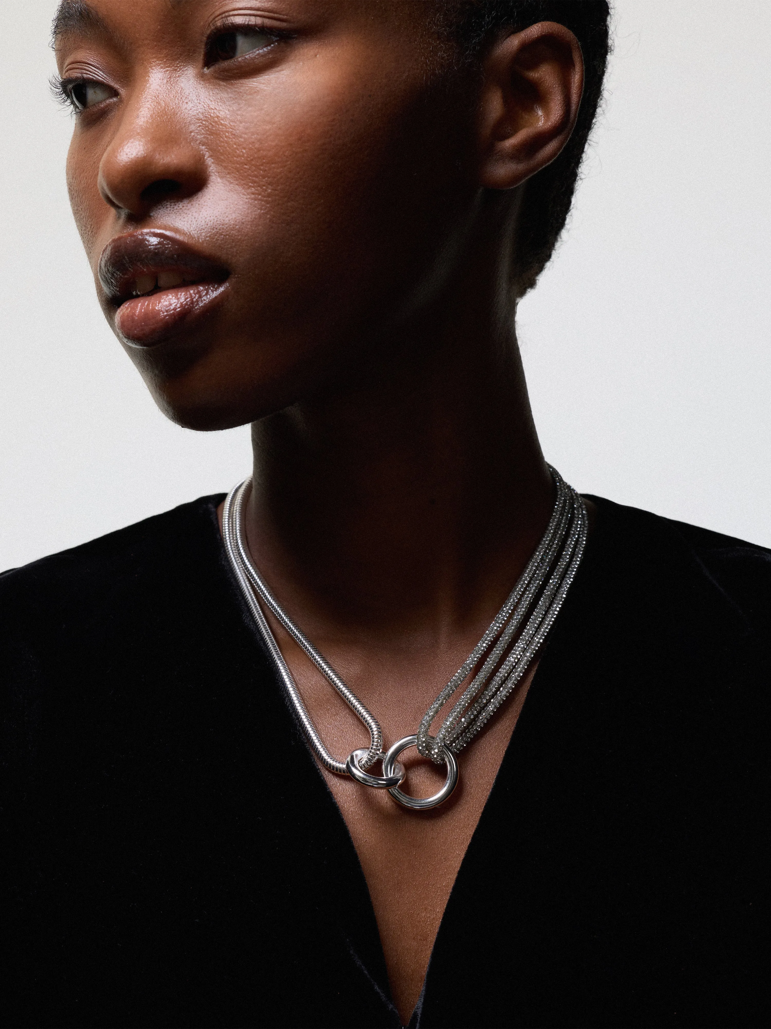 Sparkle Cord Necklace | Silver sold by Jigsaw