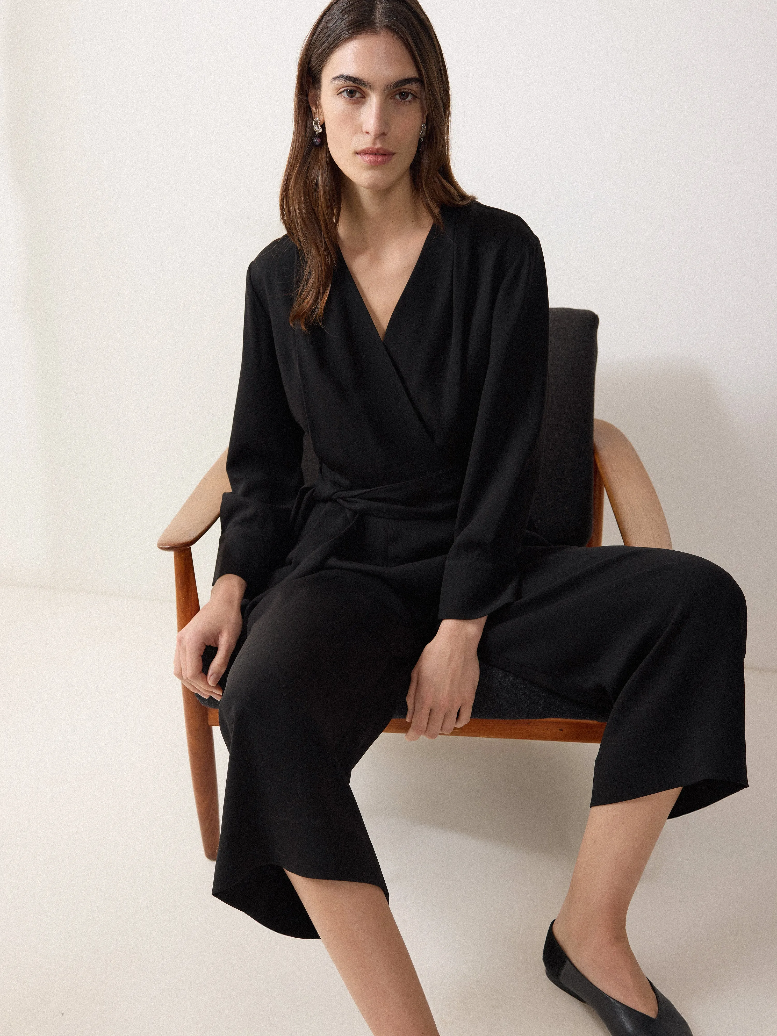 Crepe Wrap Front Jumpsuit | Black sold by Jigsaw product image thumbnail 2