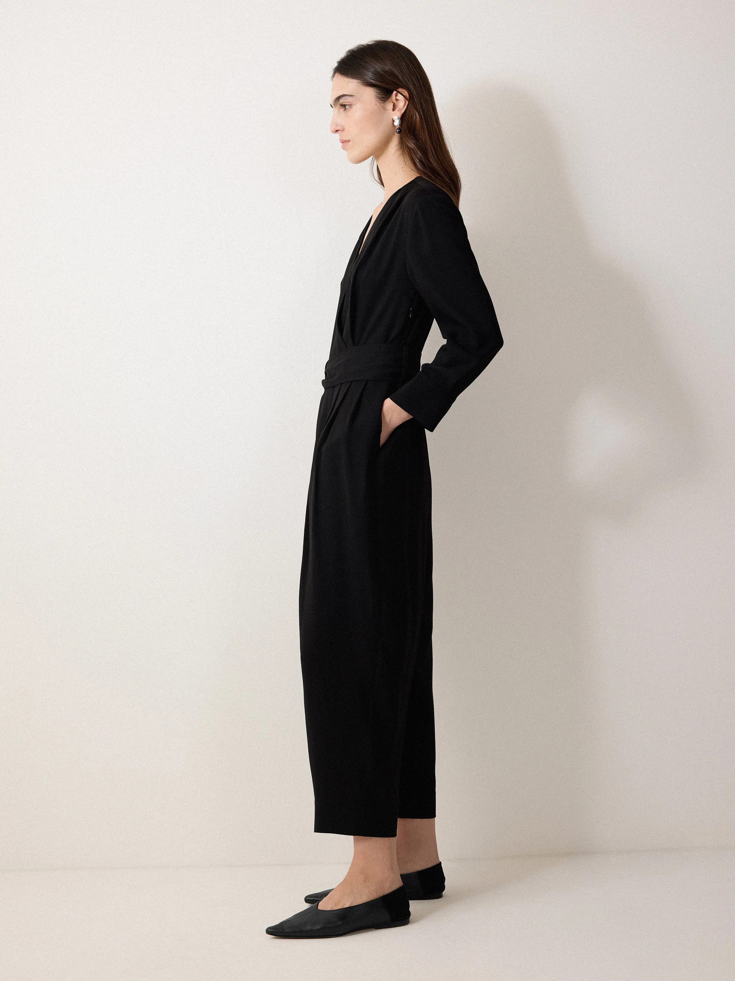 Crepe Wrap Front Jumpsuit | Black sold by Jigsaw product image thumbnail 4