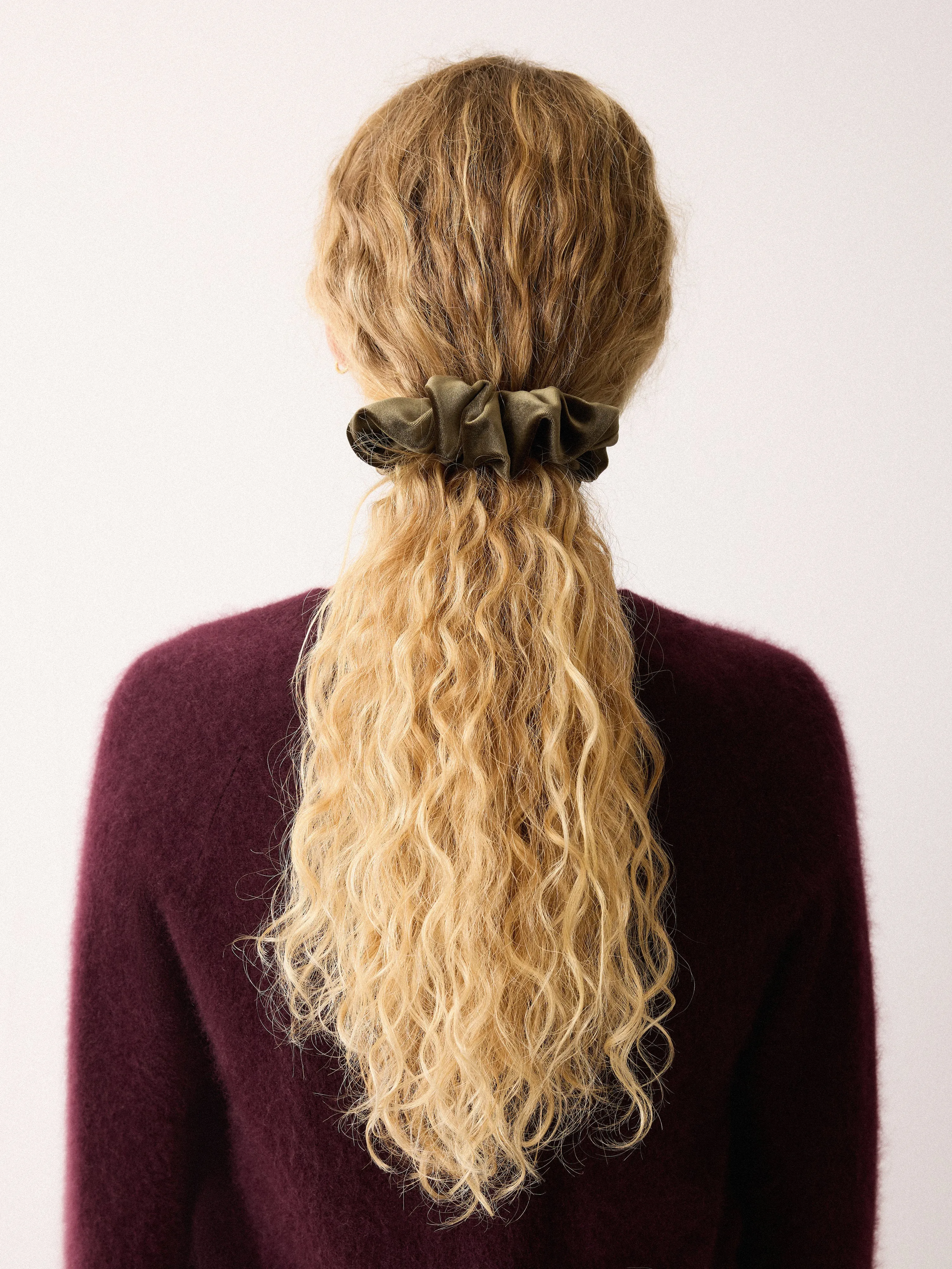 Velvet Scrunchie | Khaki sold by Jigsaw