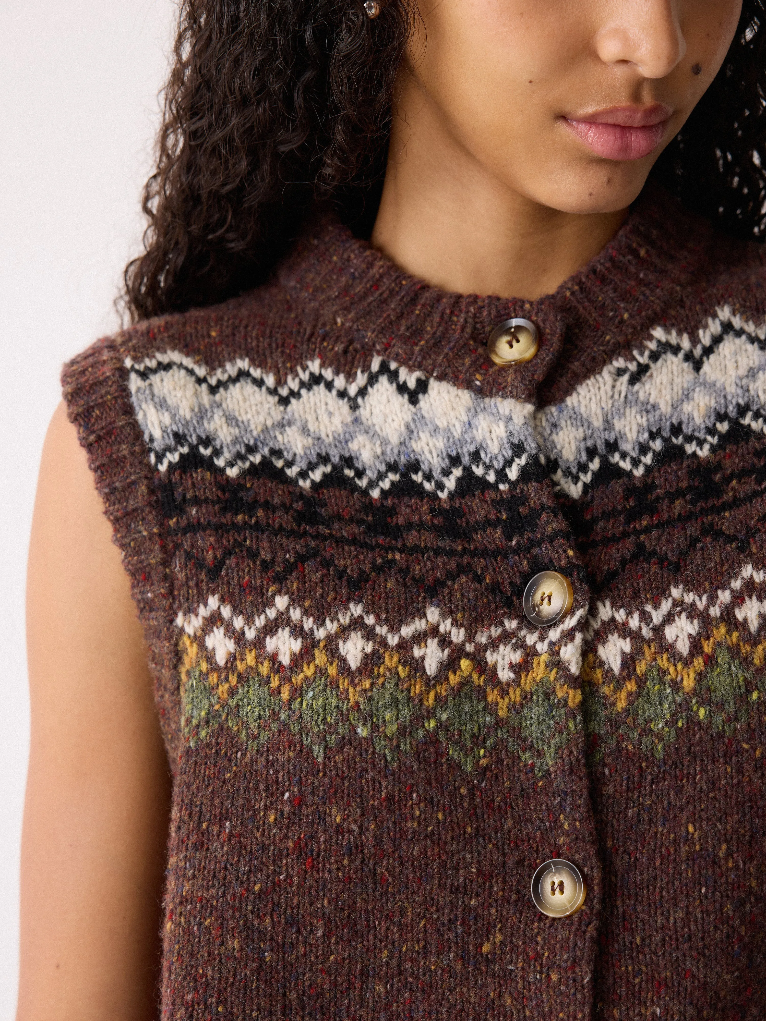 Fairisle Knit Waistcoat | Brown sold by Jigsaw product image thumbnail 4
