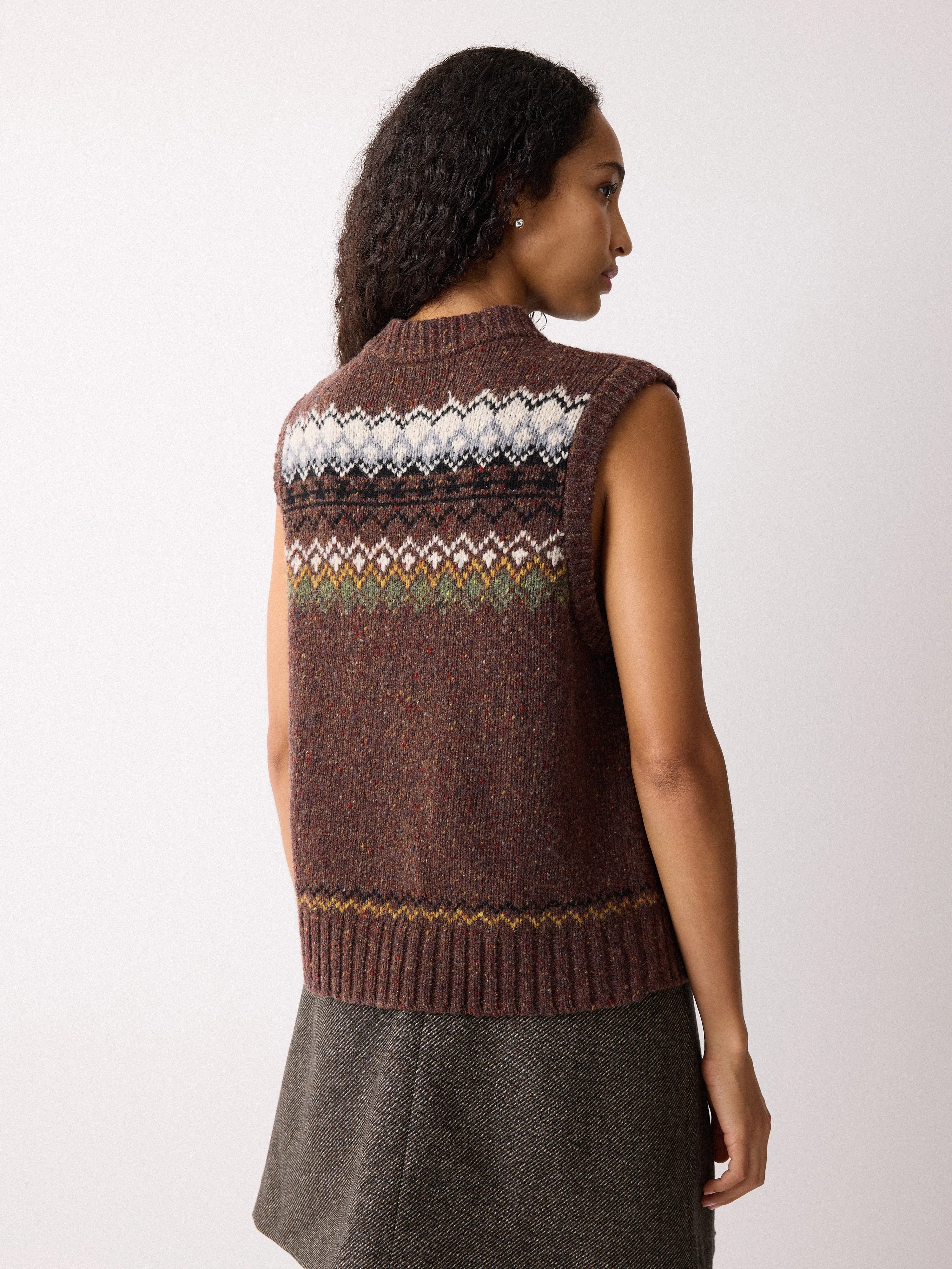 Fairisle Knit Waistcoat | Brown sold by Jigsaw product image thumbnail 5