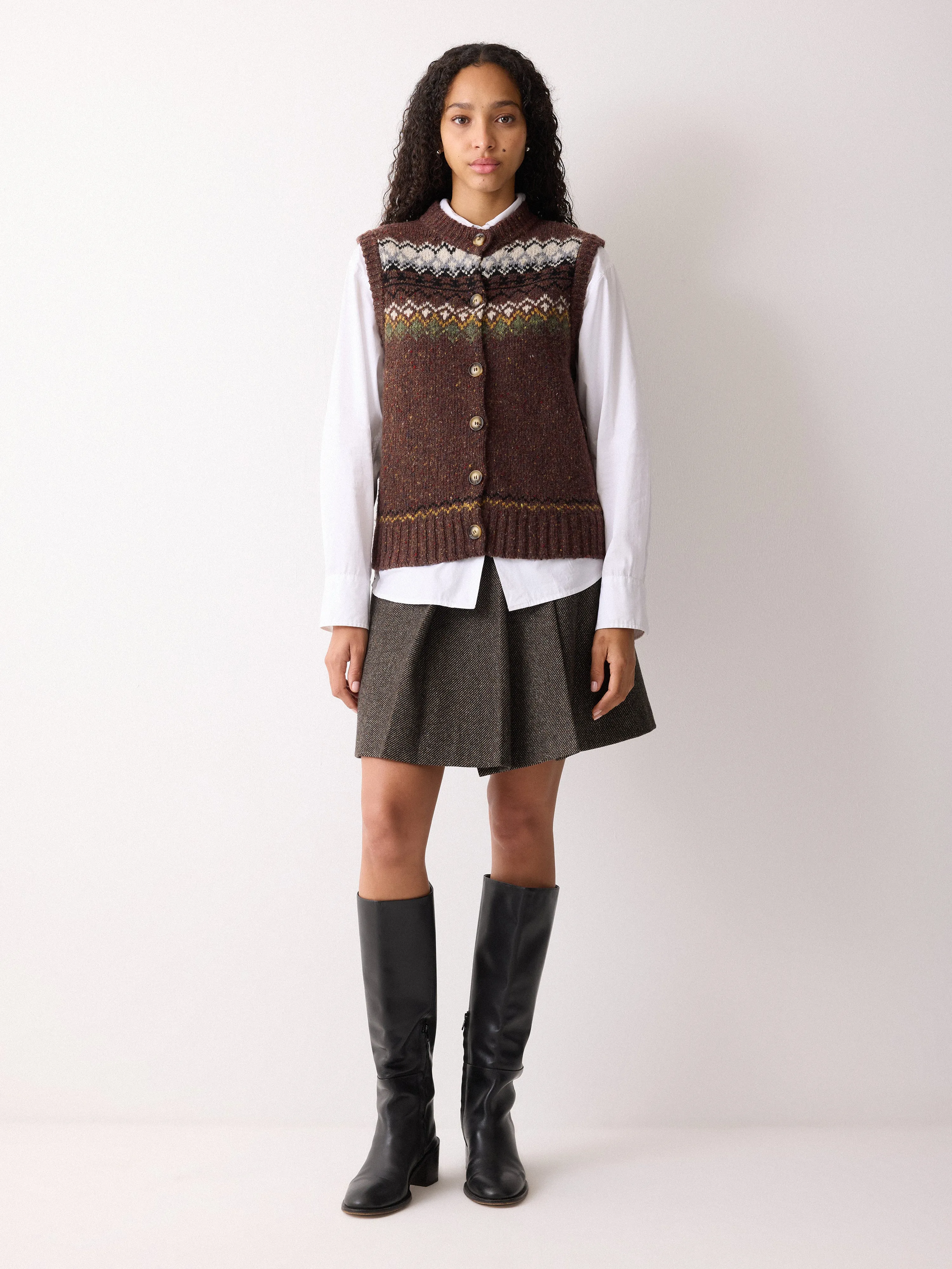 Fairisle Knit Waistcoat | Brown sold by Jigsaw product image thumbnail 2