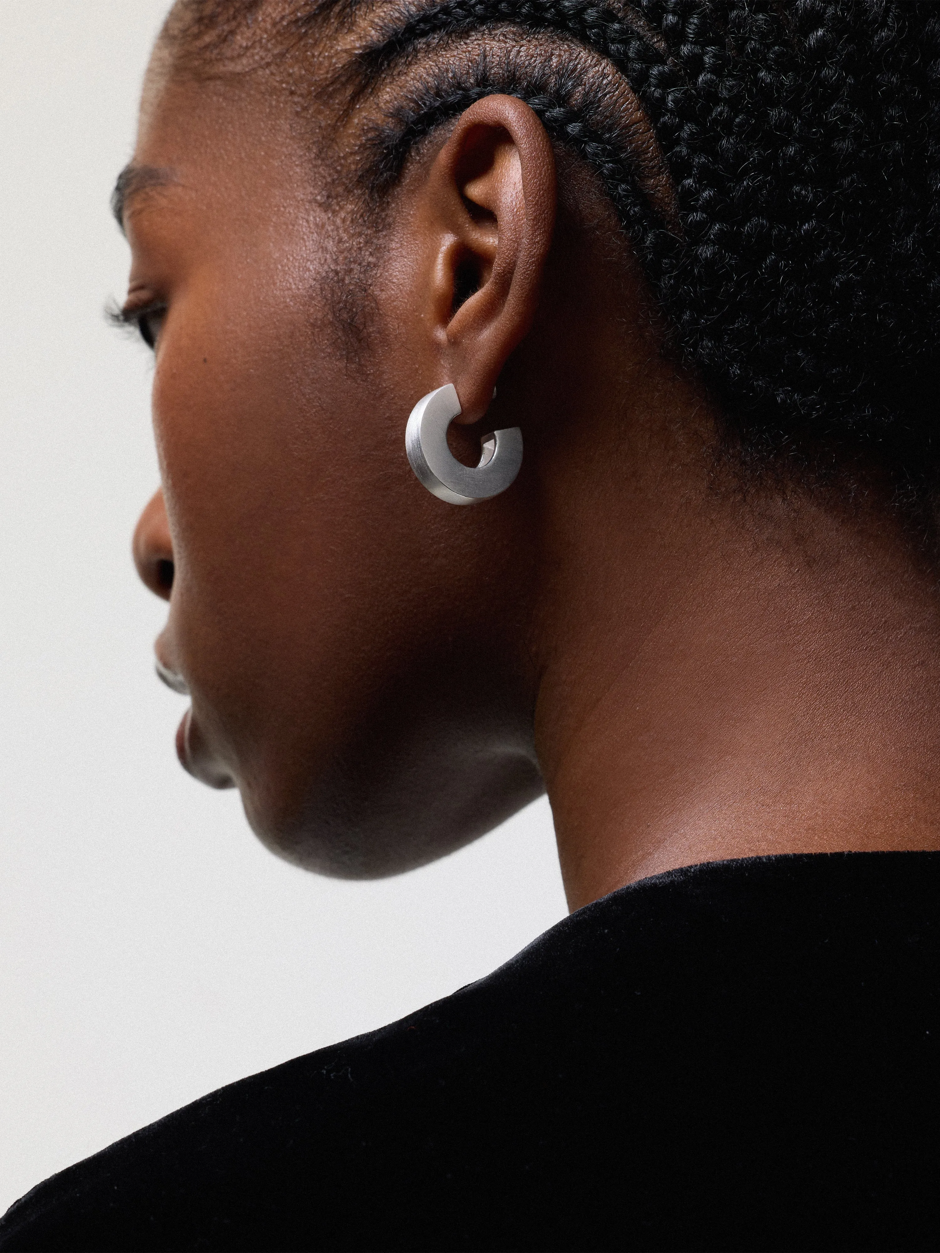 Chubby Block Hoop Earring | Silver sold by Jigsaw