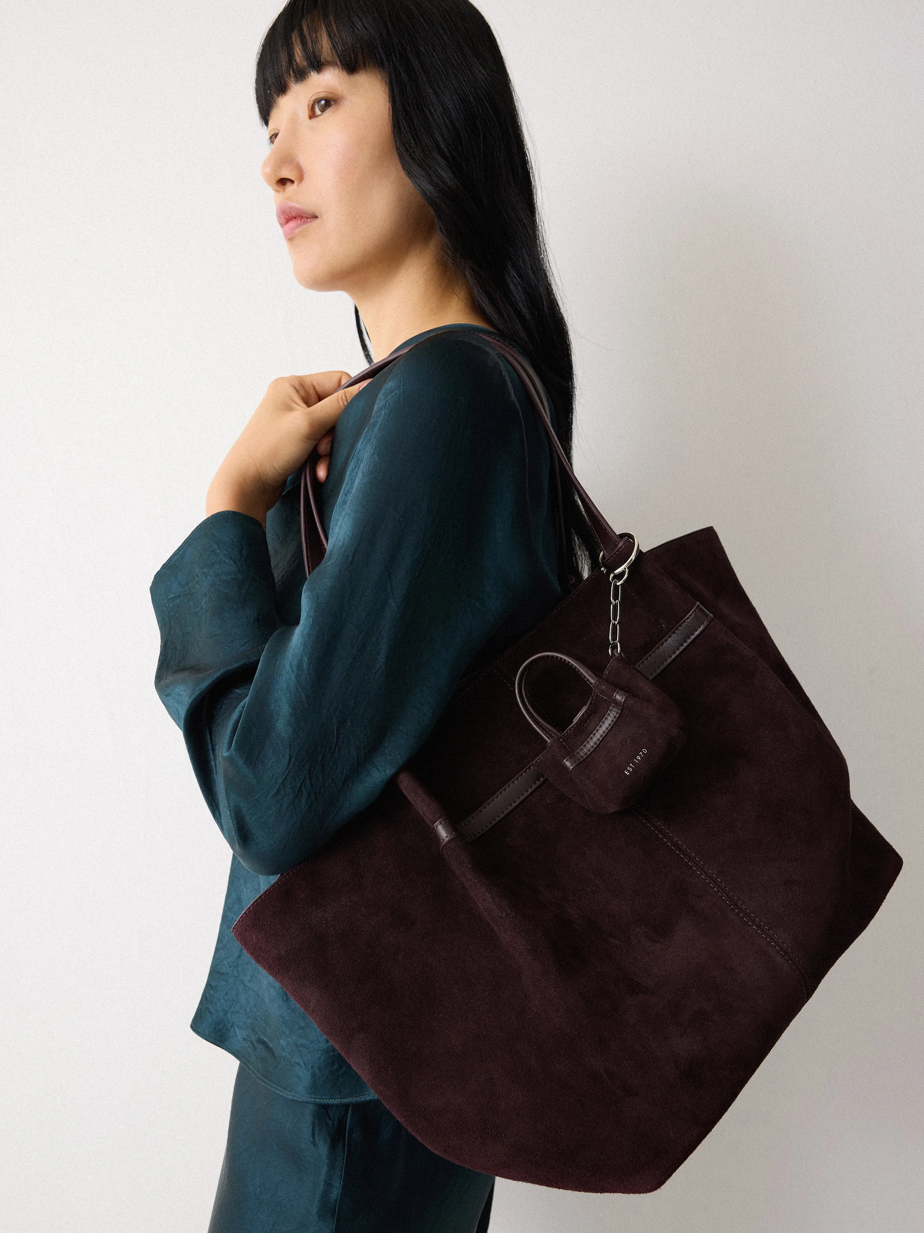 Mini Tote Bag Charm | Oxblood sold by Jigsaw