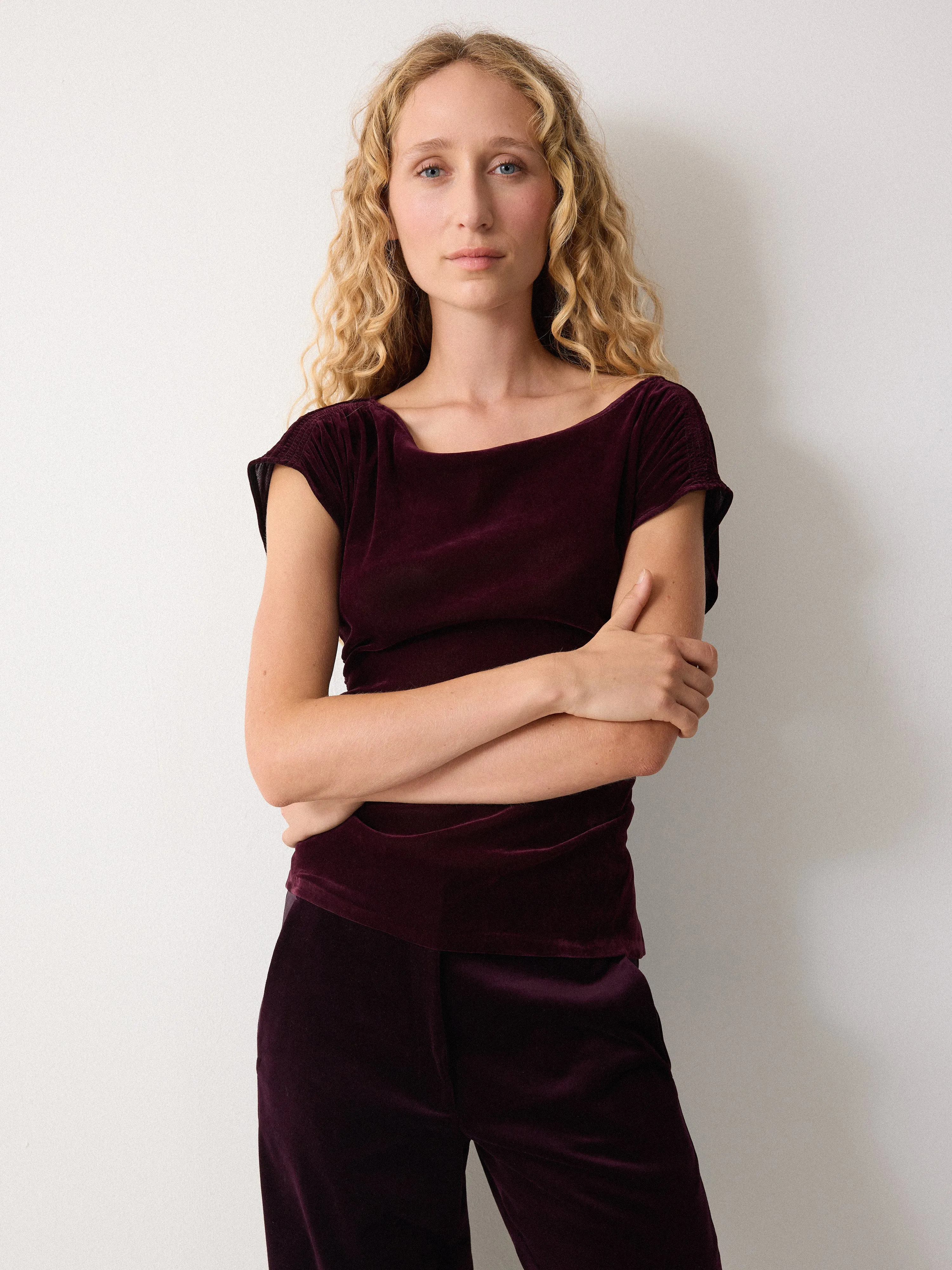 Velvet Gathered Top | Purple sold by Jigsaw product image thumbnail 3