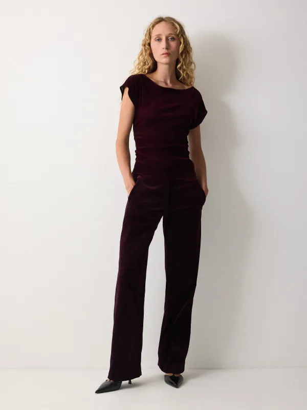 Velvet Gathered Top | Purple sold by Jigsaw