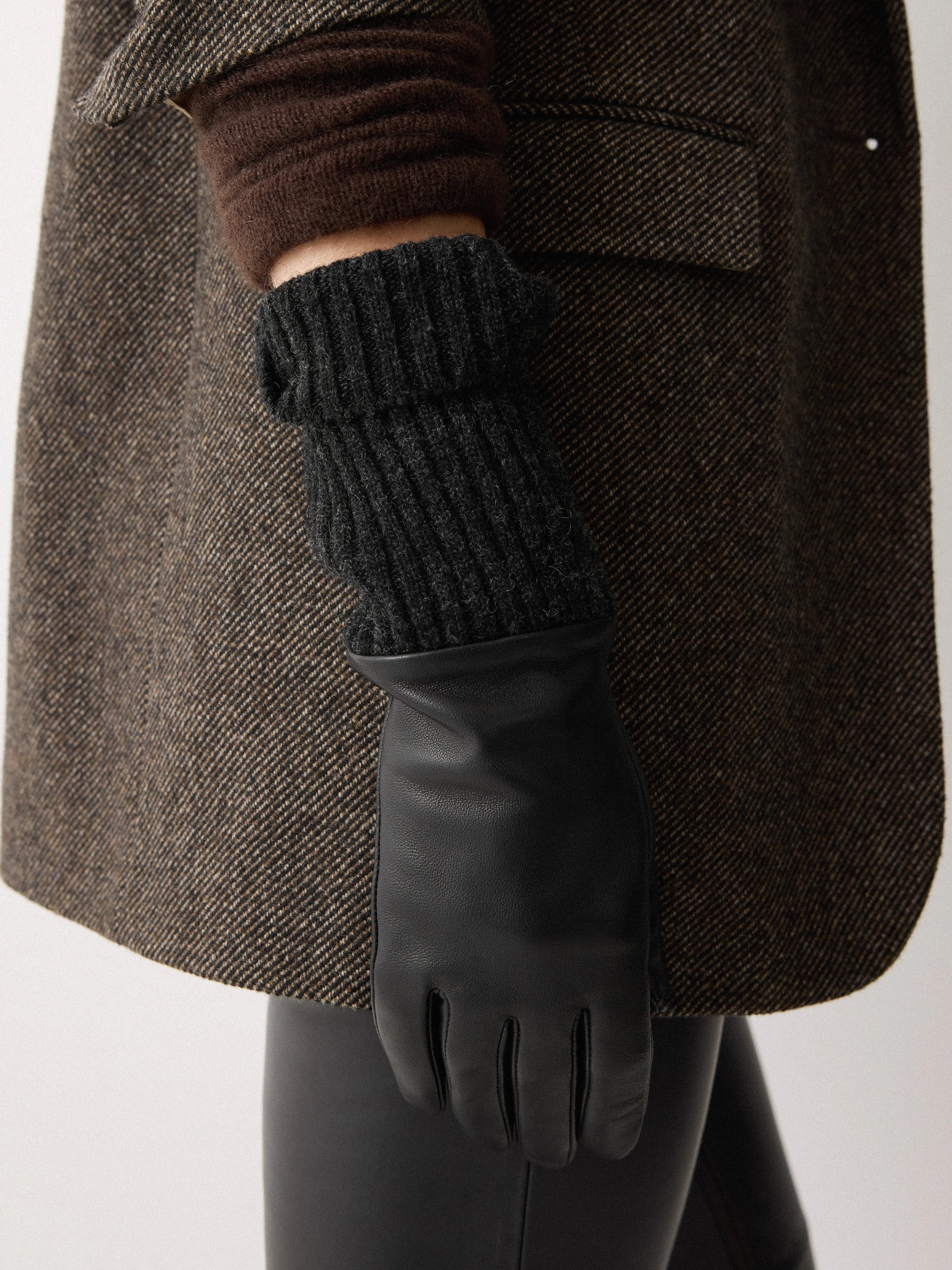 Knitted Leather Glove | Black sold by Jigsaw product image thumbnail 2