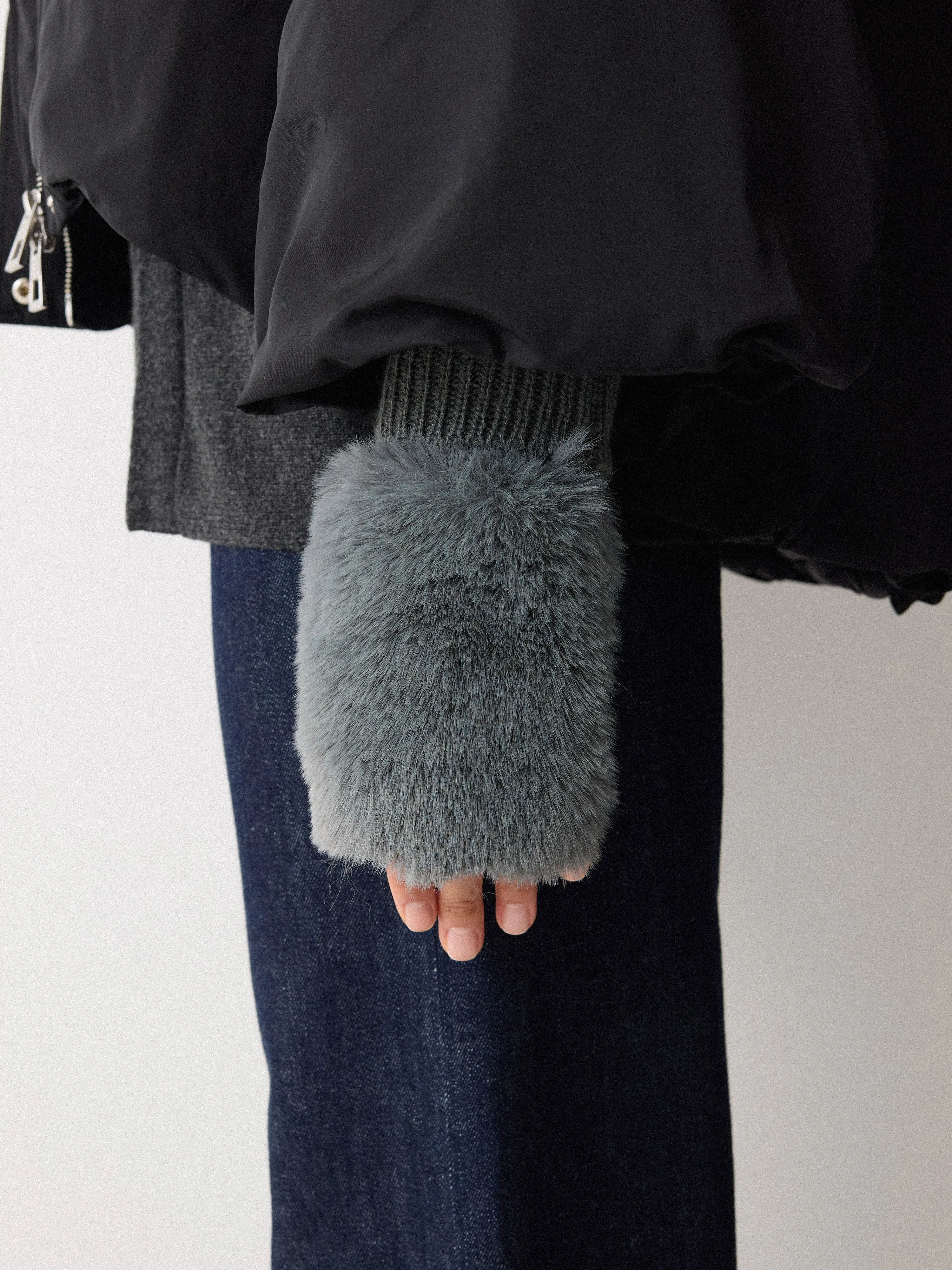 Faux Fur Mittens | Blue sold by Jigsaw product image thumbnail 2