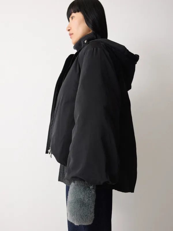 Faux Fur Mittens | Blue sold by Jigsaw