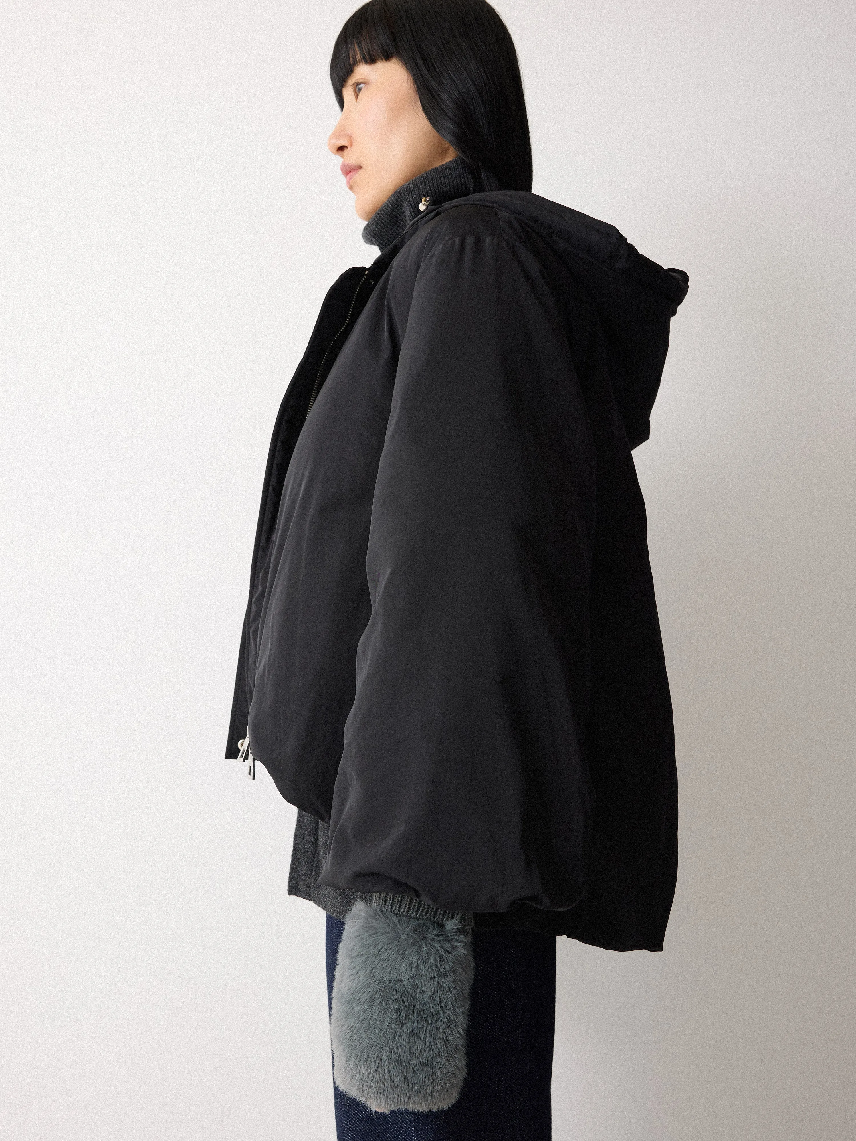 Faux Fur Mittens | Blue sold by Jigsaw