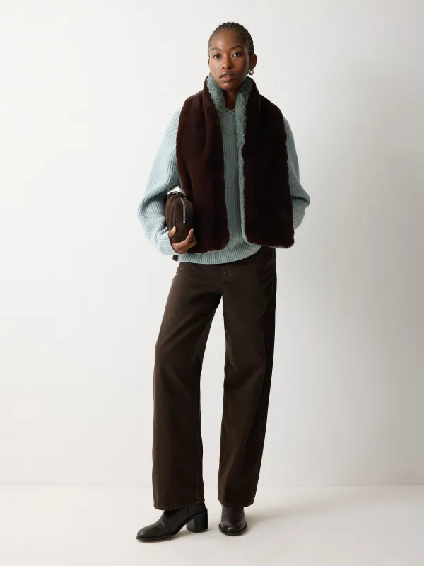 Faux Fur Scarf | Chocolate sold by Jigsaw