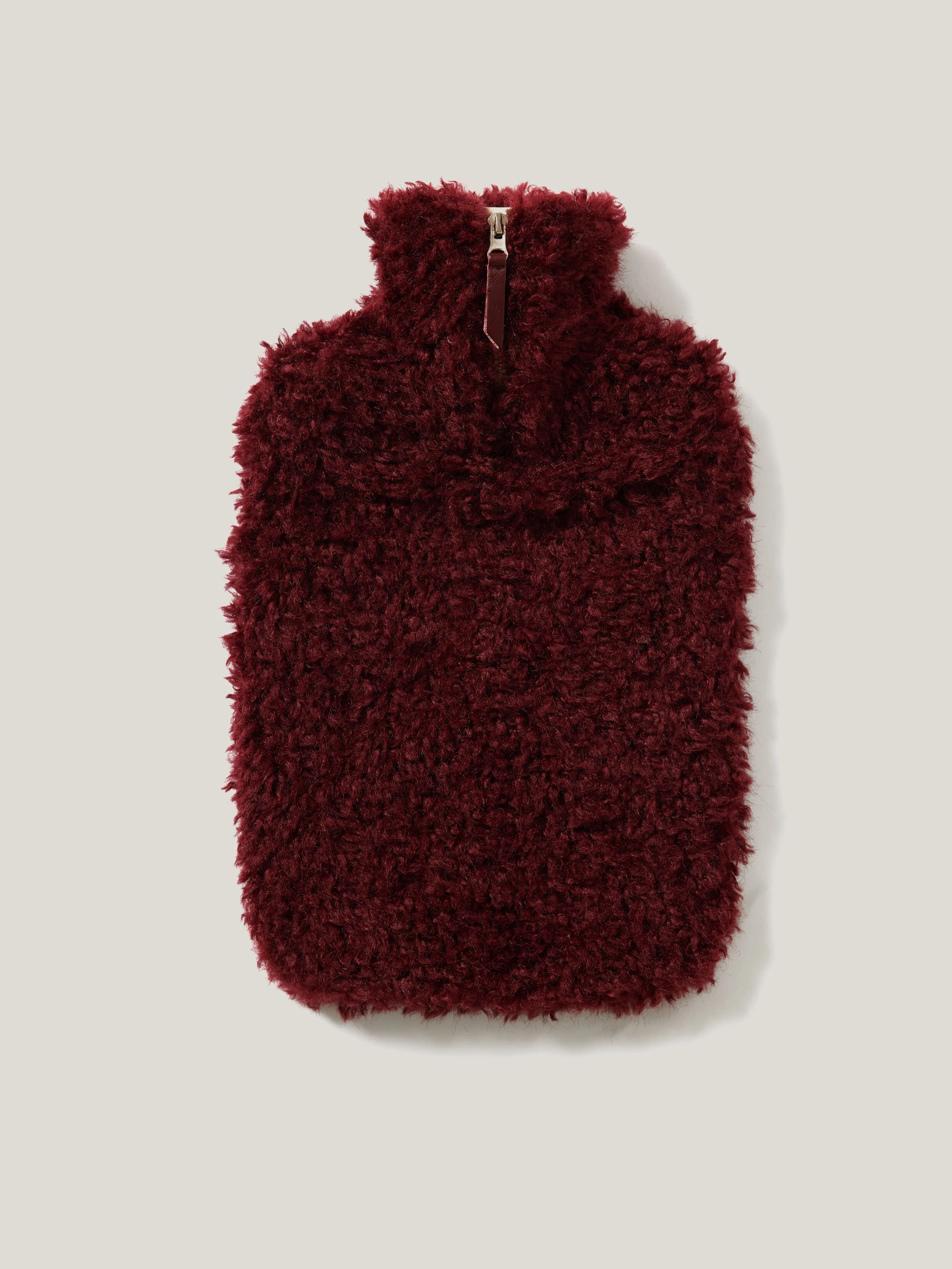 Faux Shearling Hot Water Bottle | Burgundy sold by Jigsaw product image thumbnail 3