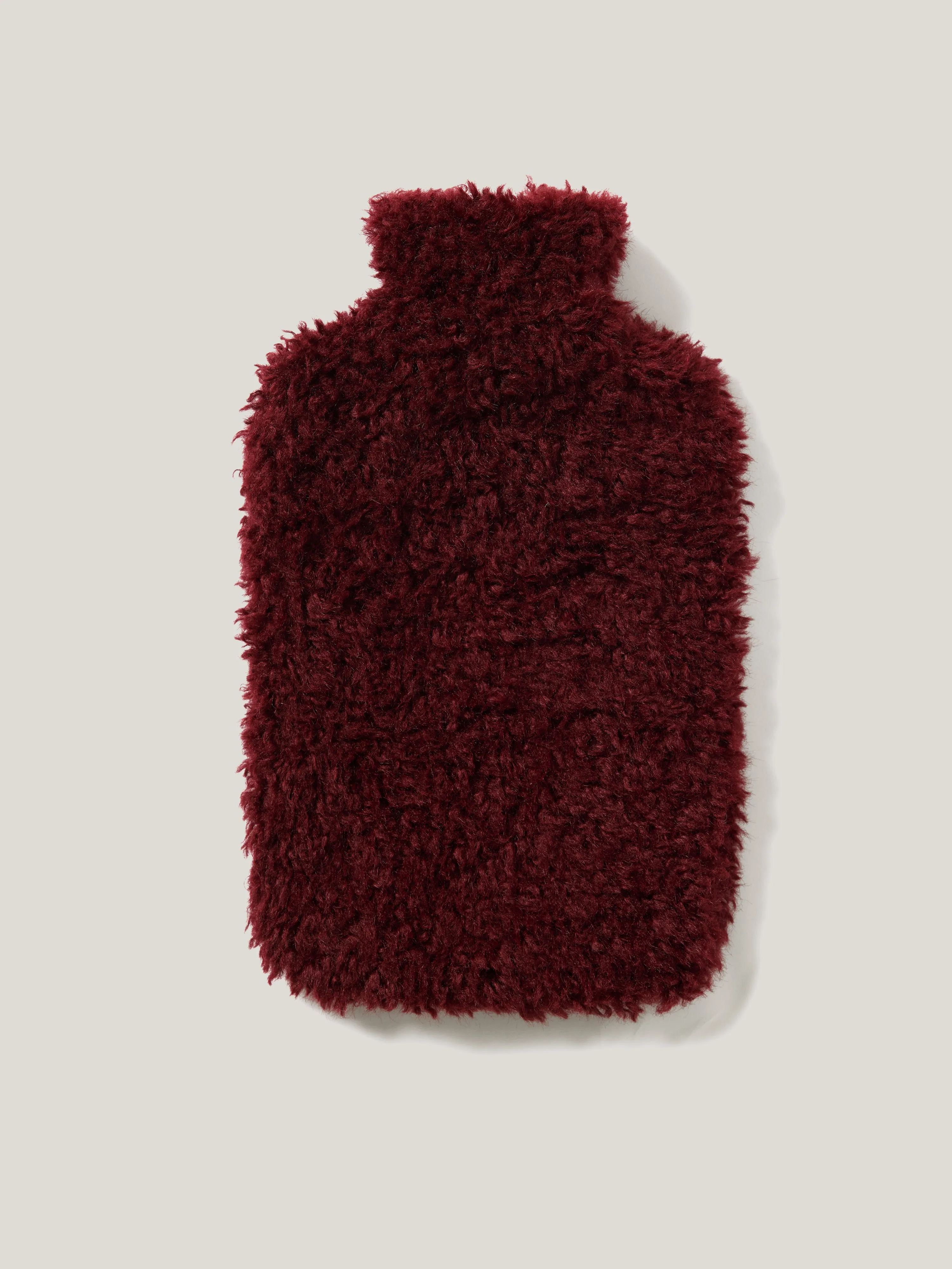 Faux Shearling Hot Water Bottle | Burgundy sold by Jigsaw product image thumbnail 2