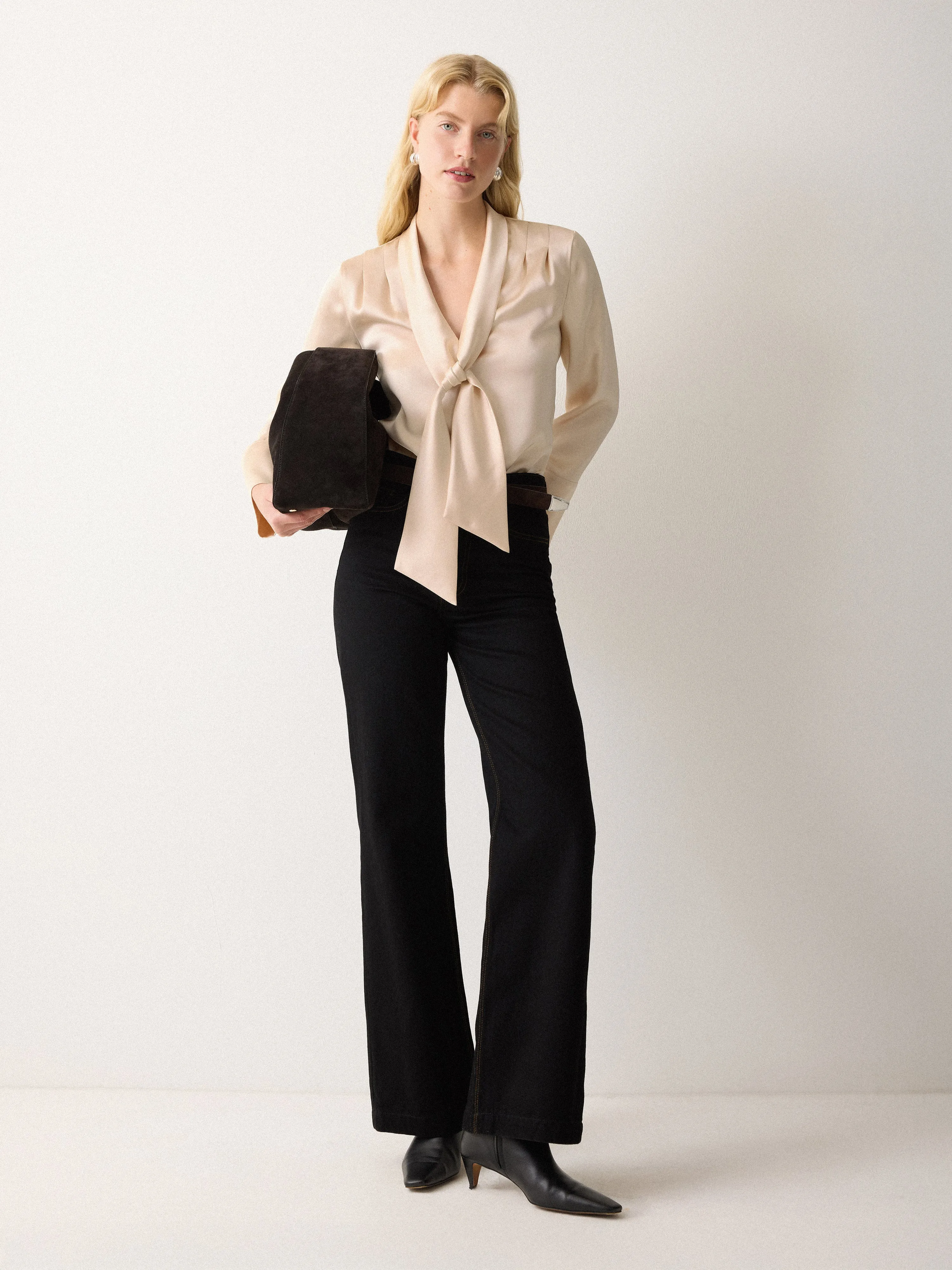 Satin Drape Neckline Blouse | Cream sold by Jigsaw product image thumbnail 2