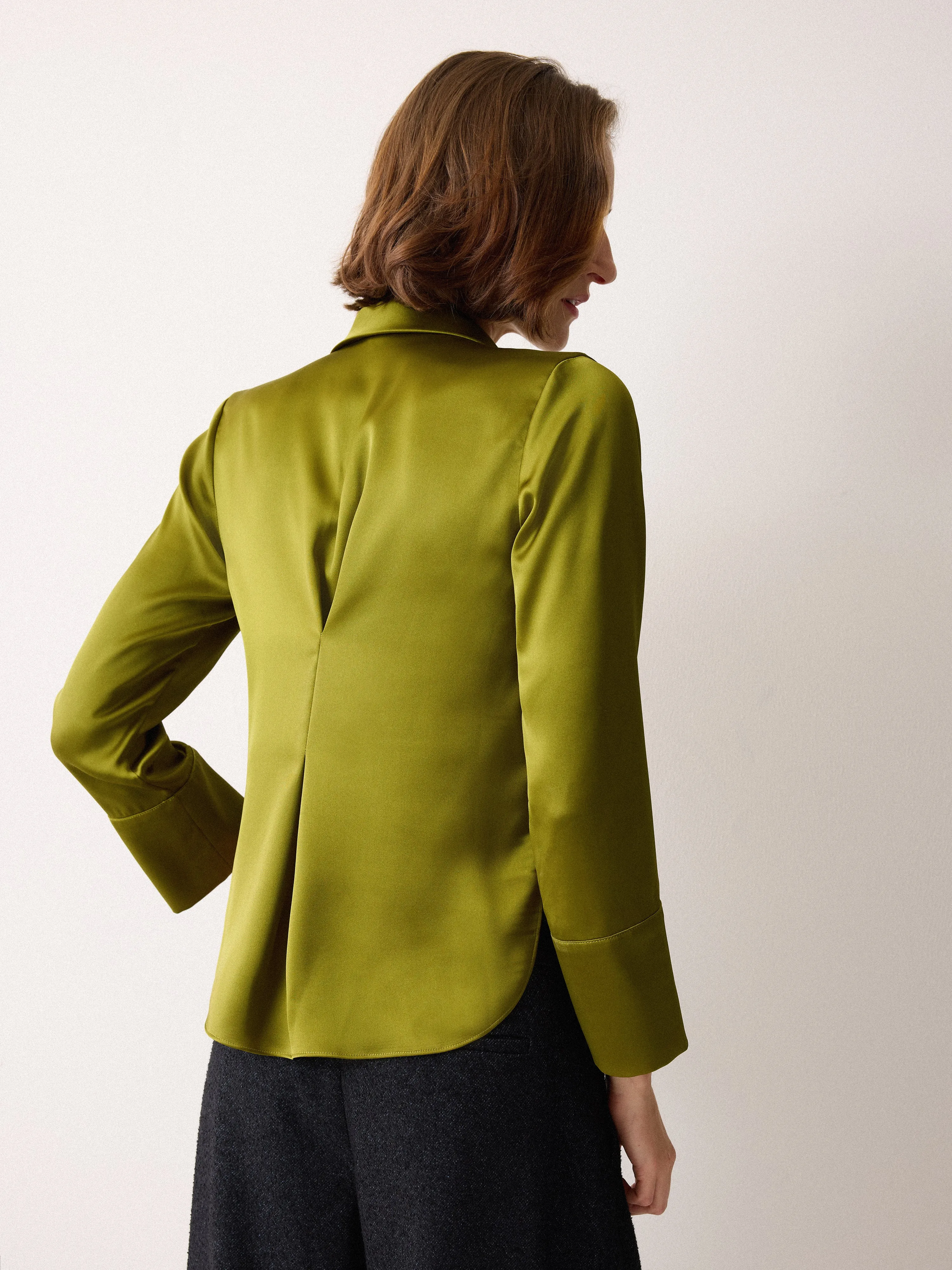 Satin Drape Neckline Blouse | Green sold by Jigsaw product image thumbnail 5