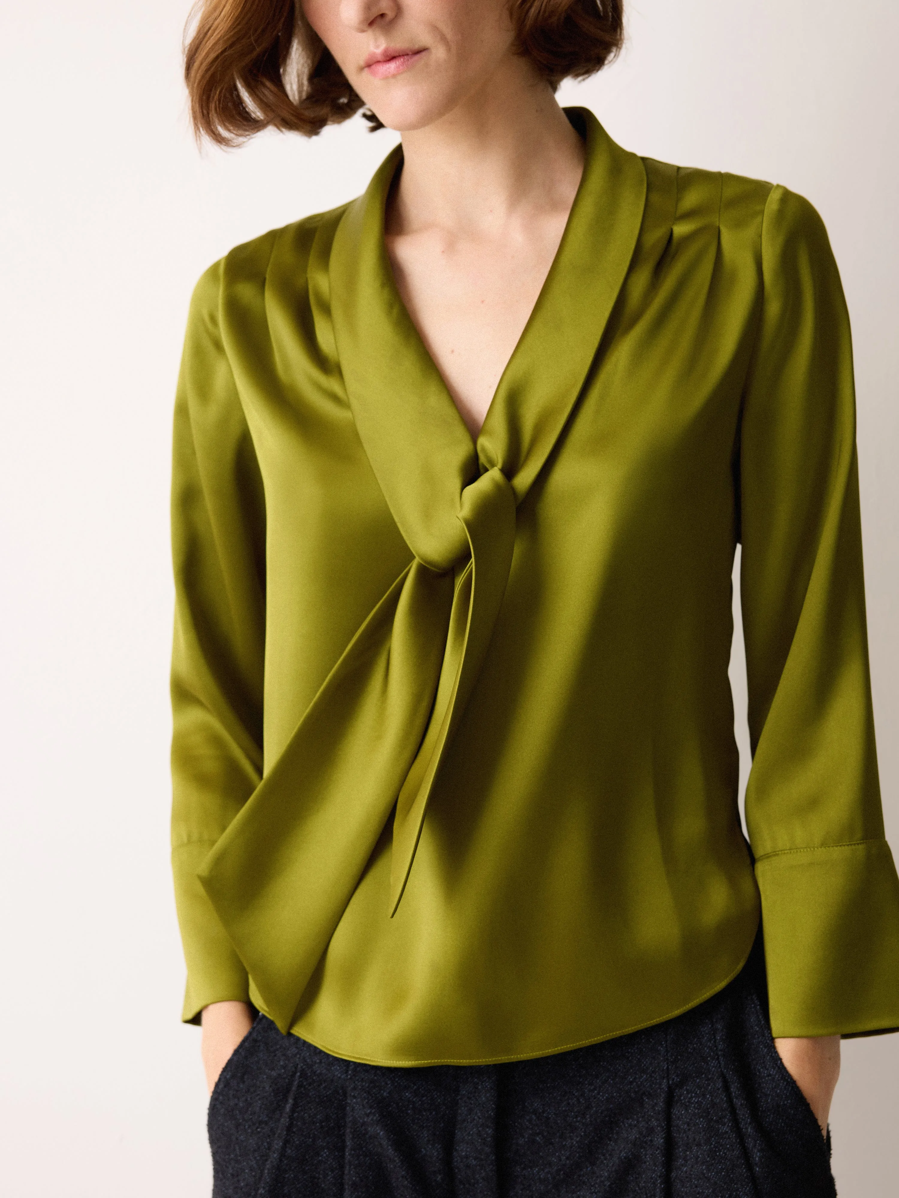 Satin Drape Neckline Blouse | Green sold by Jigsaw product image thumbnail 3