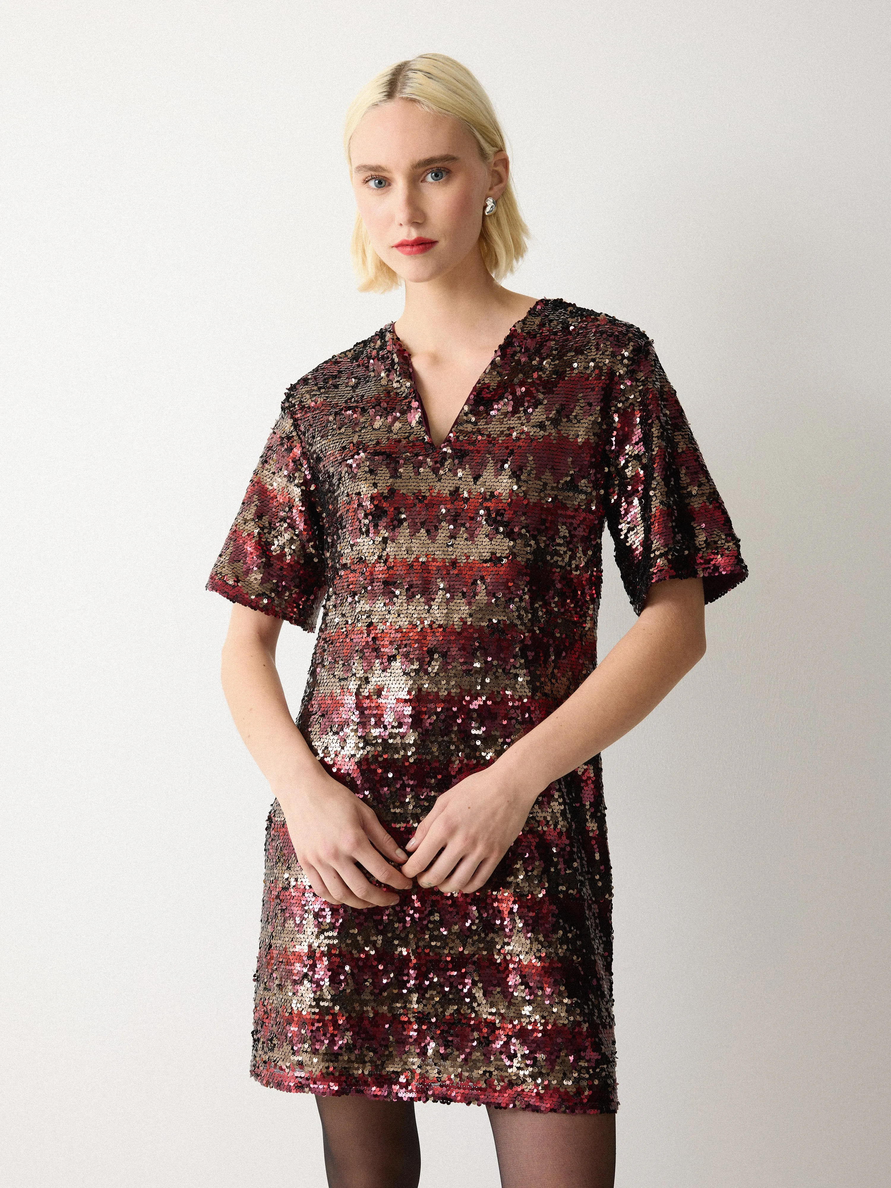 Stripe Sequin Mini Dress | Multi sold by Jigsaw product image thumbnail 4