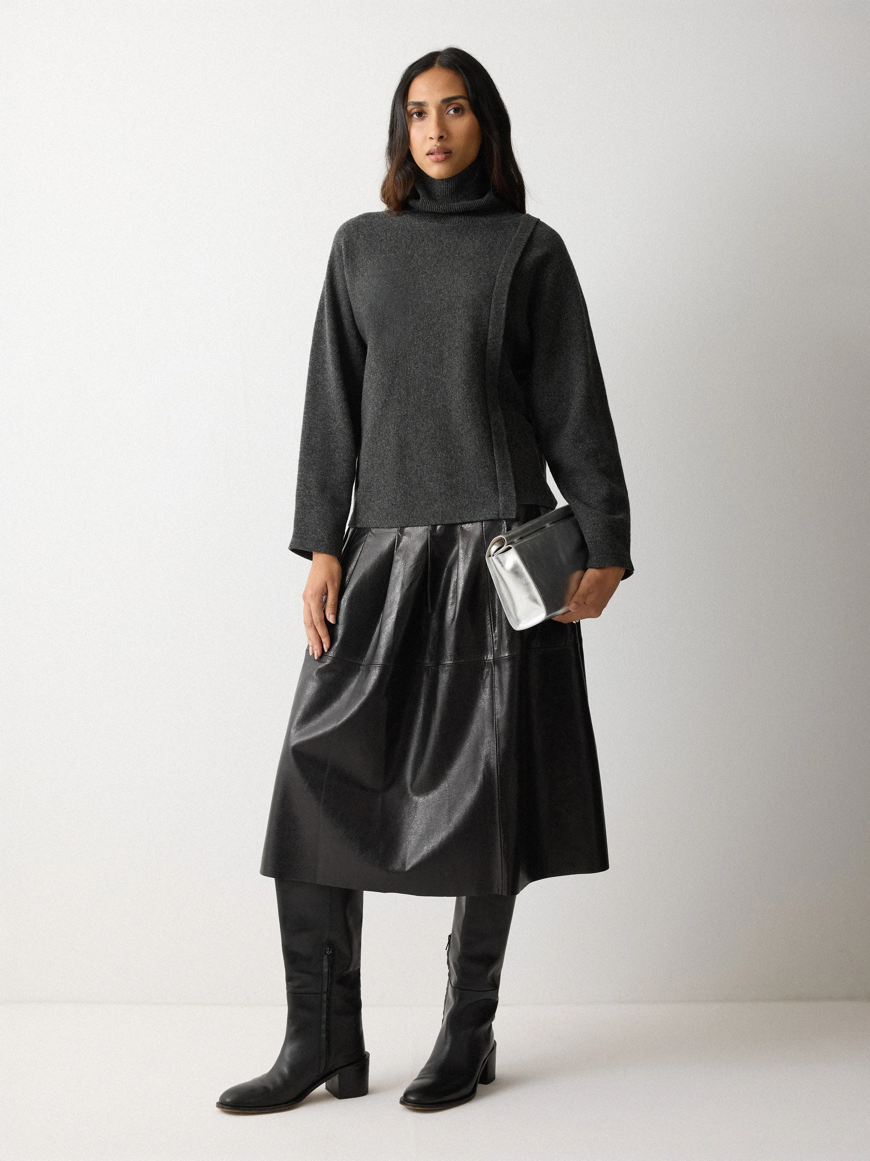 Fold Over Clutch Bag | Silver sold by Jigsaw product image thumbnail 2