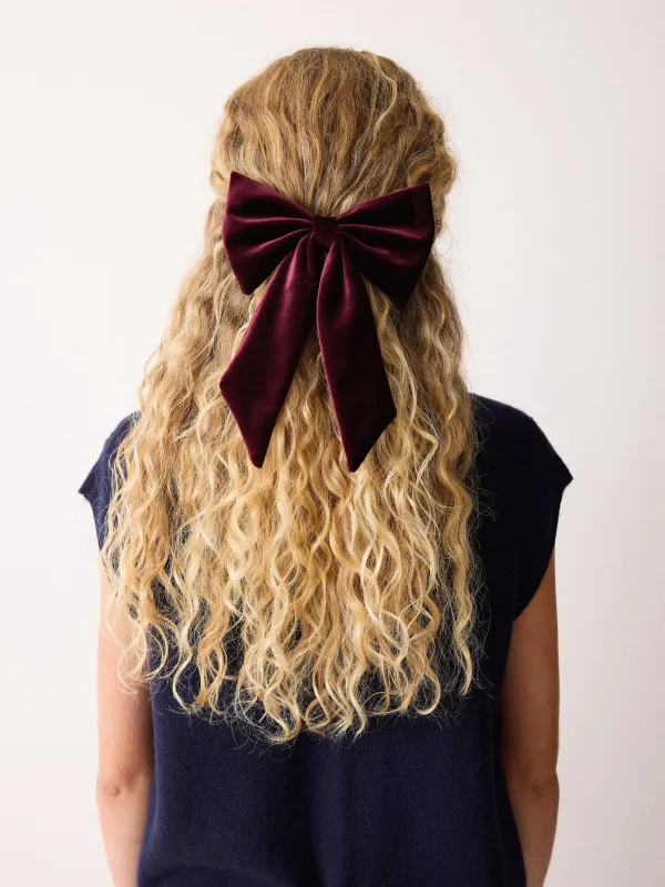 Velvet Hair Bow | Burgundy sold by Jigsaw