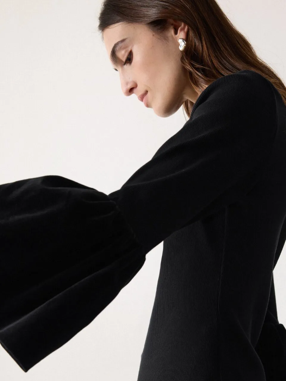 Velvet Sleeve Knitted Top | Black sold by Jigsaw product image thumbnail 2