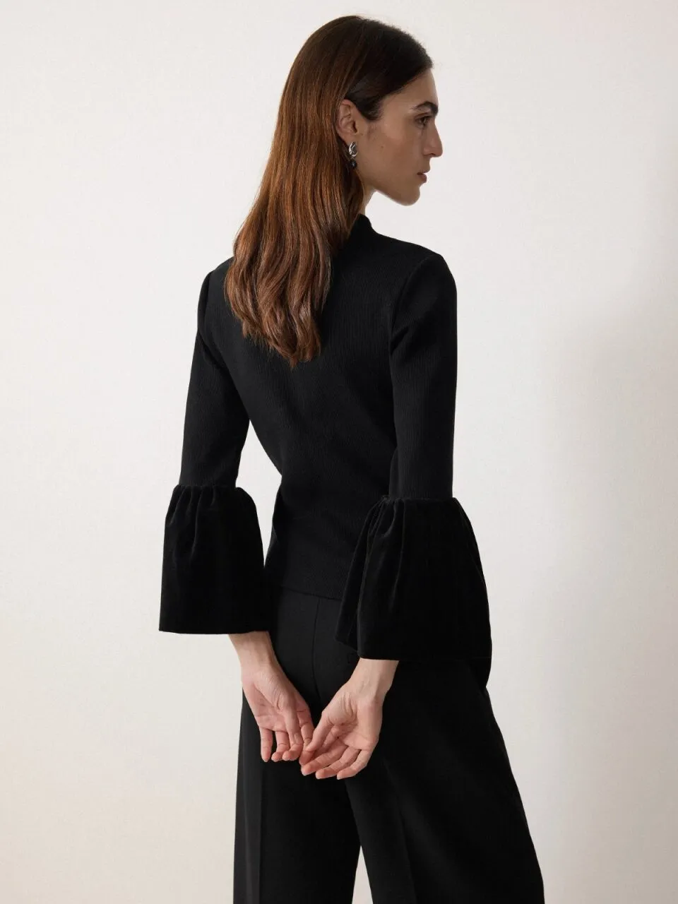 Velvet Sleeve Knitted Top | Black sold by Jigsaw product image thumbnail 4