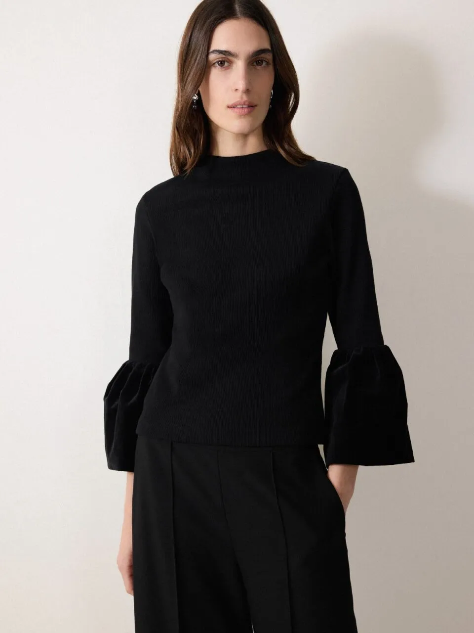 Velvet Sleeve Knitted Top | Black sold by Jigsaw product image thumbnail 3