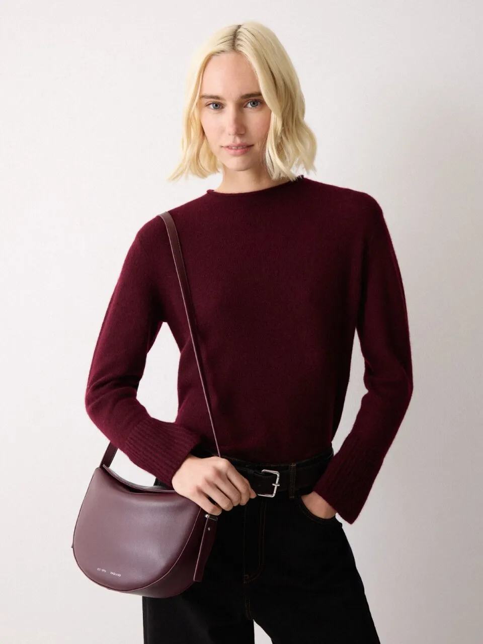 Sling Fold Over Bag | Burgundy sold by Jigsaw product image thumbnail 2