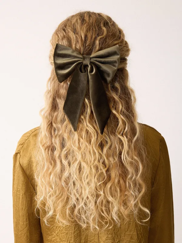 Velvet Hair Bow | Khaki sold by Jigsaw