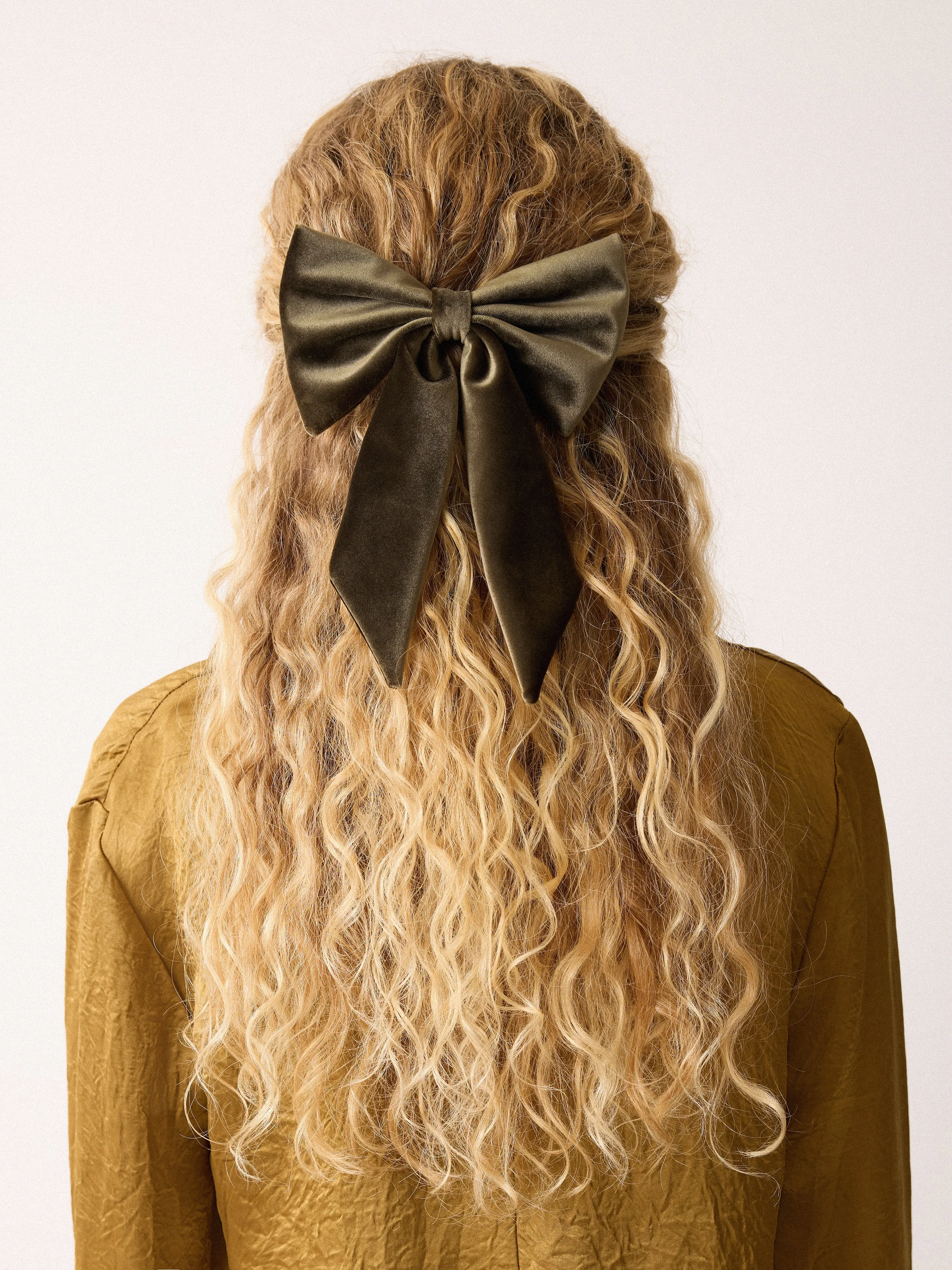 Velvet Hair Bow | Khaki sold by Jigsaw