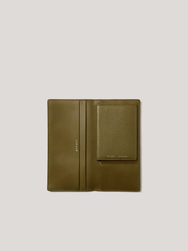 Leather Travel Document Holder | Khaki sold by Jigsaw