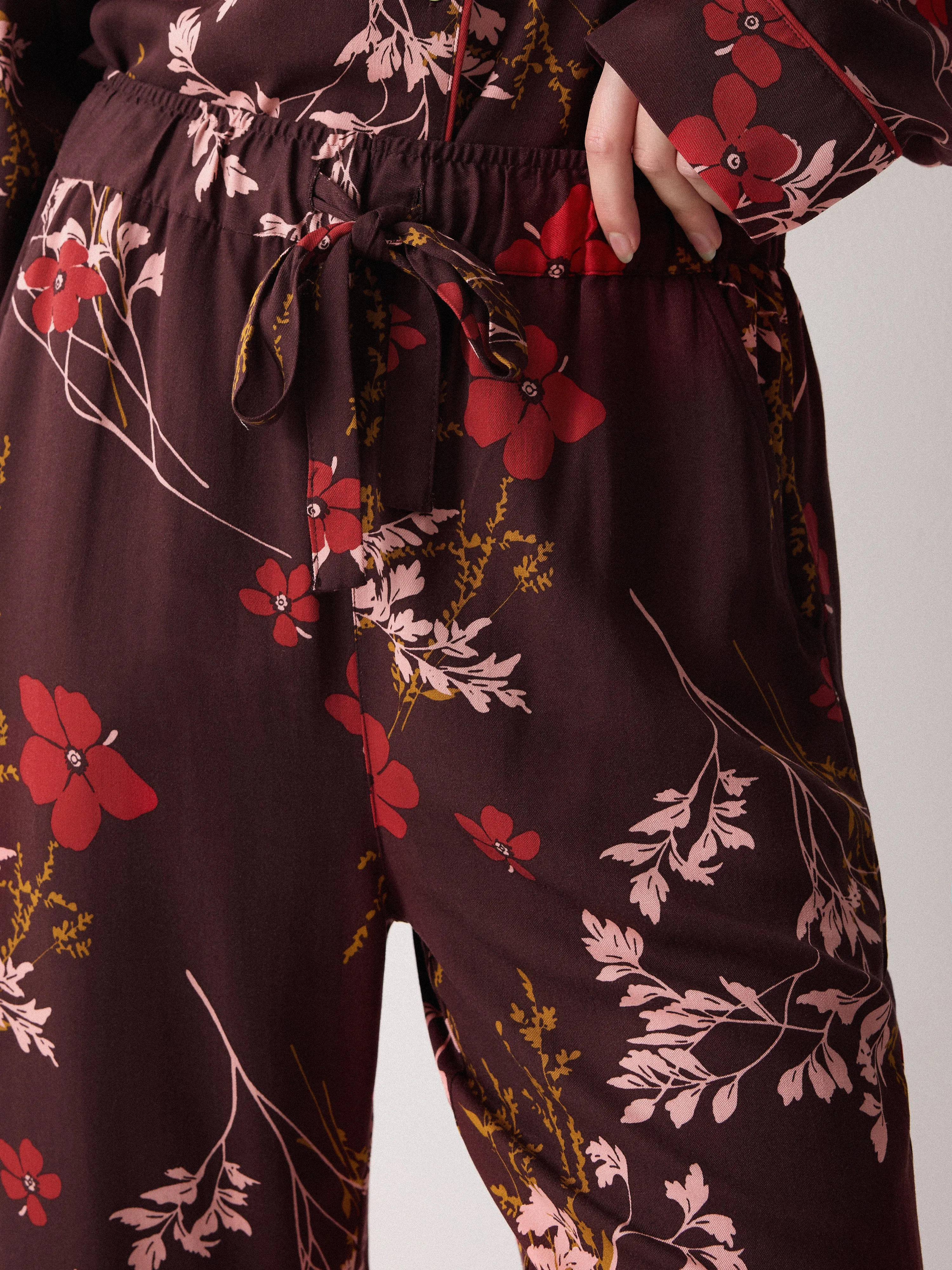 Chinoiserie Printed Pyjama | Burgundy sold by Jigsaw product image thumbnail 4
