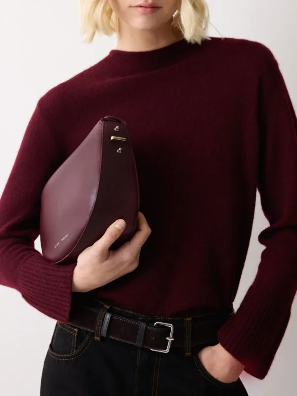 Leather Fold Over Cross Body Bag | Burgundy sold by Jigsaw