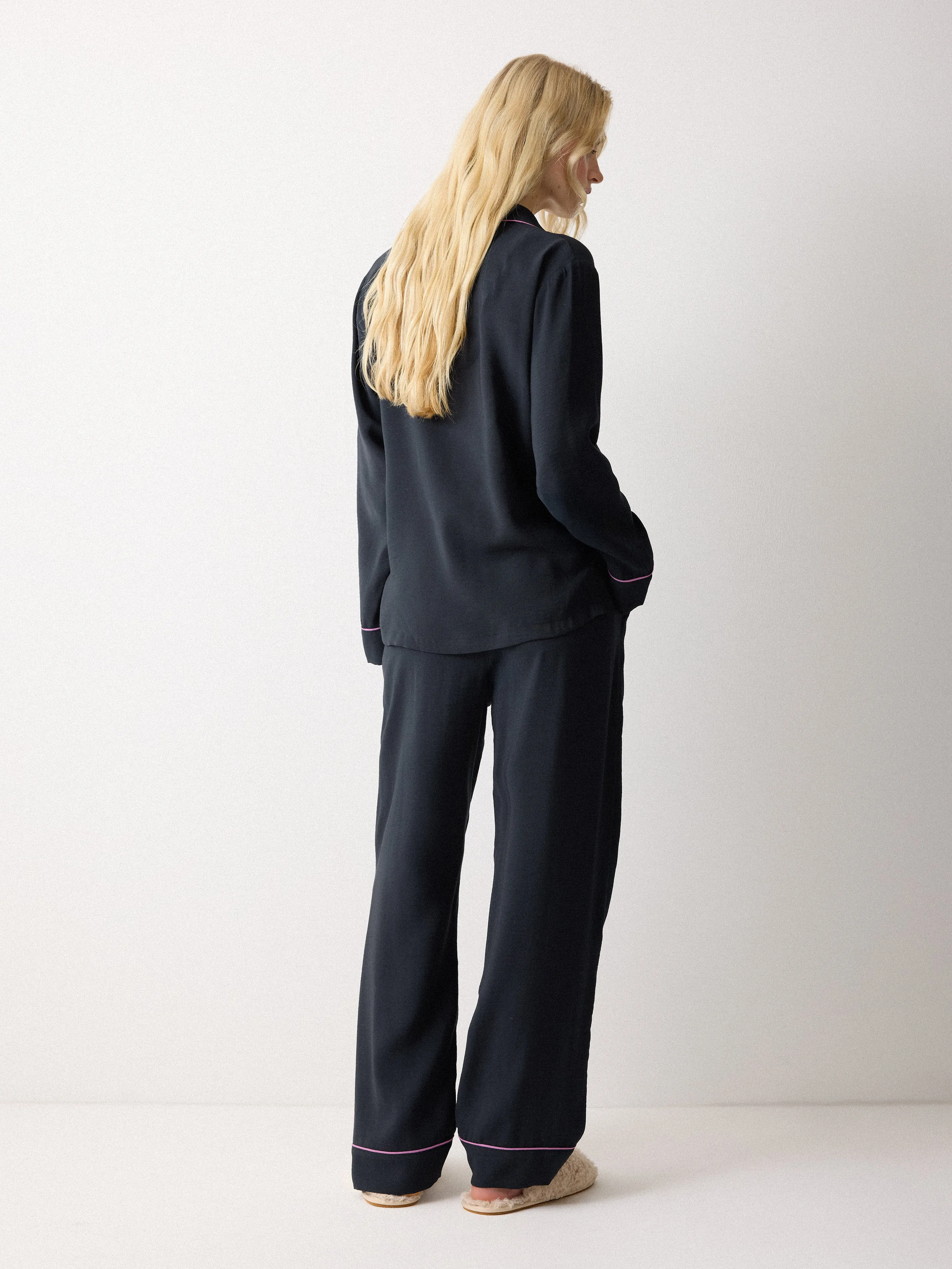 Piped Detail Relaxed Pyjamas | Navy sold by Jigsaw product image thumbnail 4