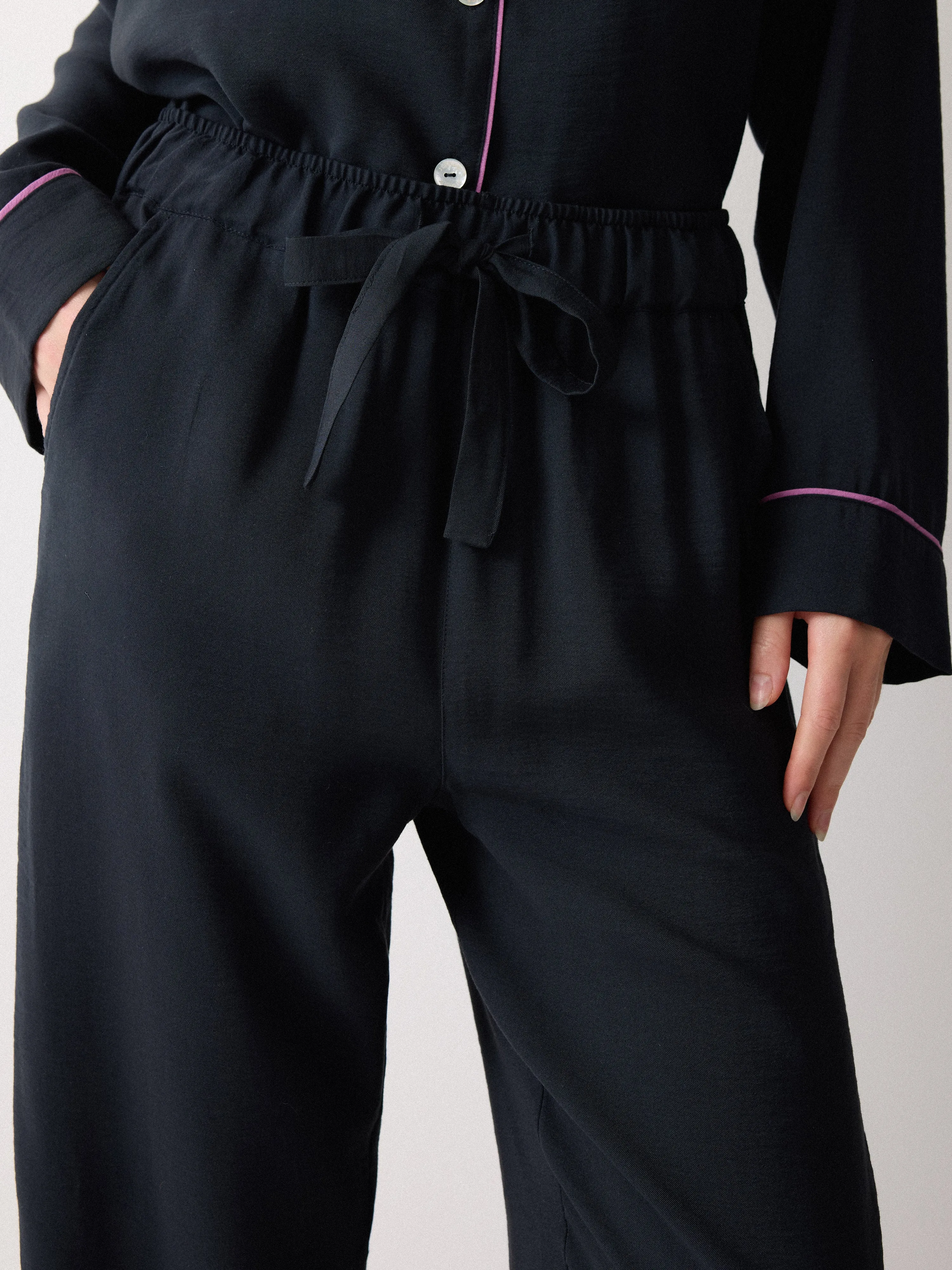 Piped Detail Relaxed Pyjamas | Navy sold by Jigsaw product image thumbnail 3
