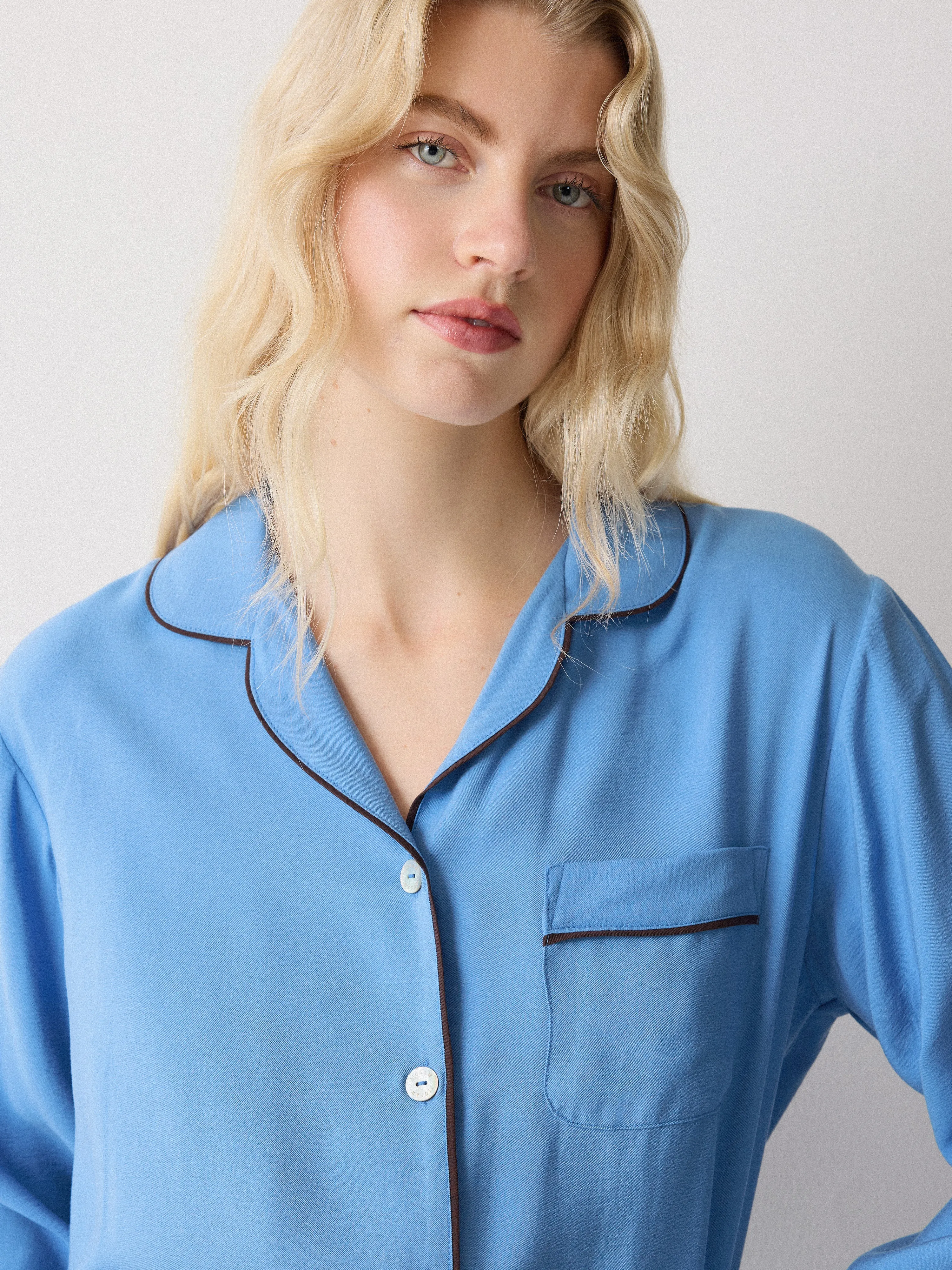 Piped Detail Relaxed Pyjamas | Blue sold by Jigsaw product image thumbnail 4