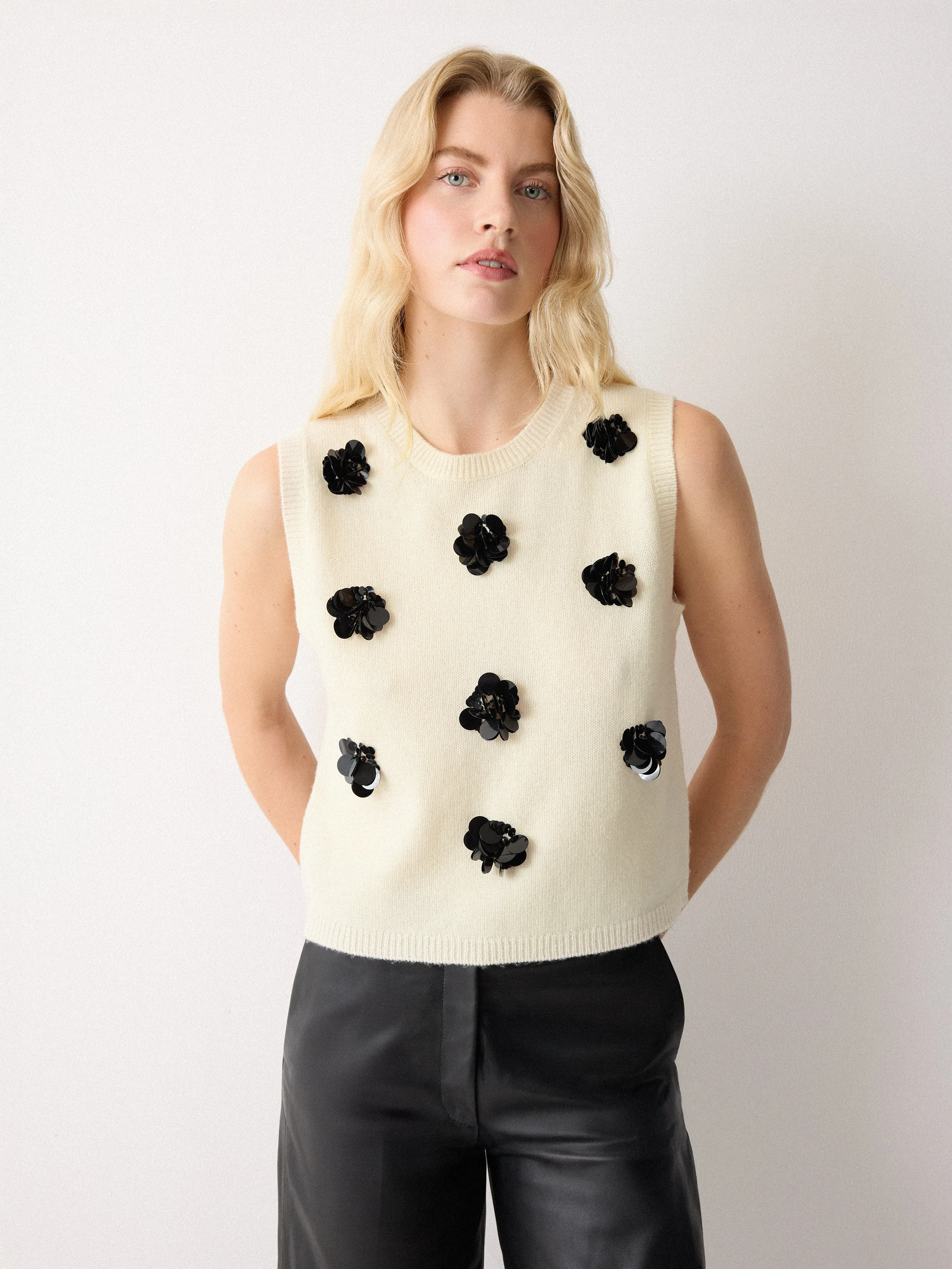 Merino Embellished Knitted Tank | Ivory sold by Jigsaw product image thumbnail 3