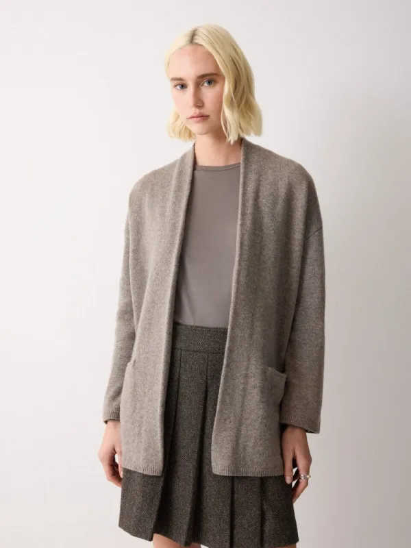 Wool Blend Relaxed Cardigan | Taupe sold by Jigsaw