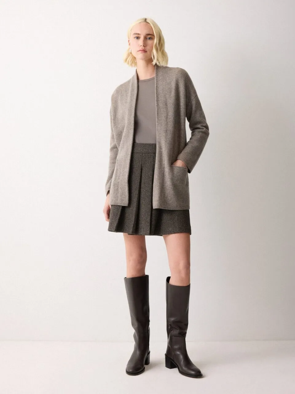 Wool Blend Relaxed Cardigan | Taupe sold by Jigsaw product image thumbnail 2