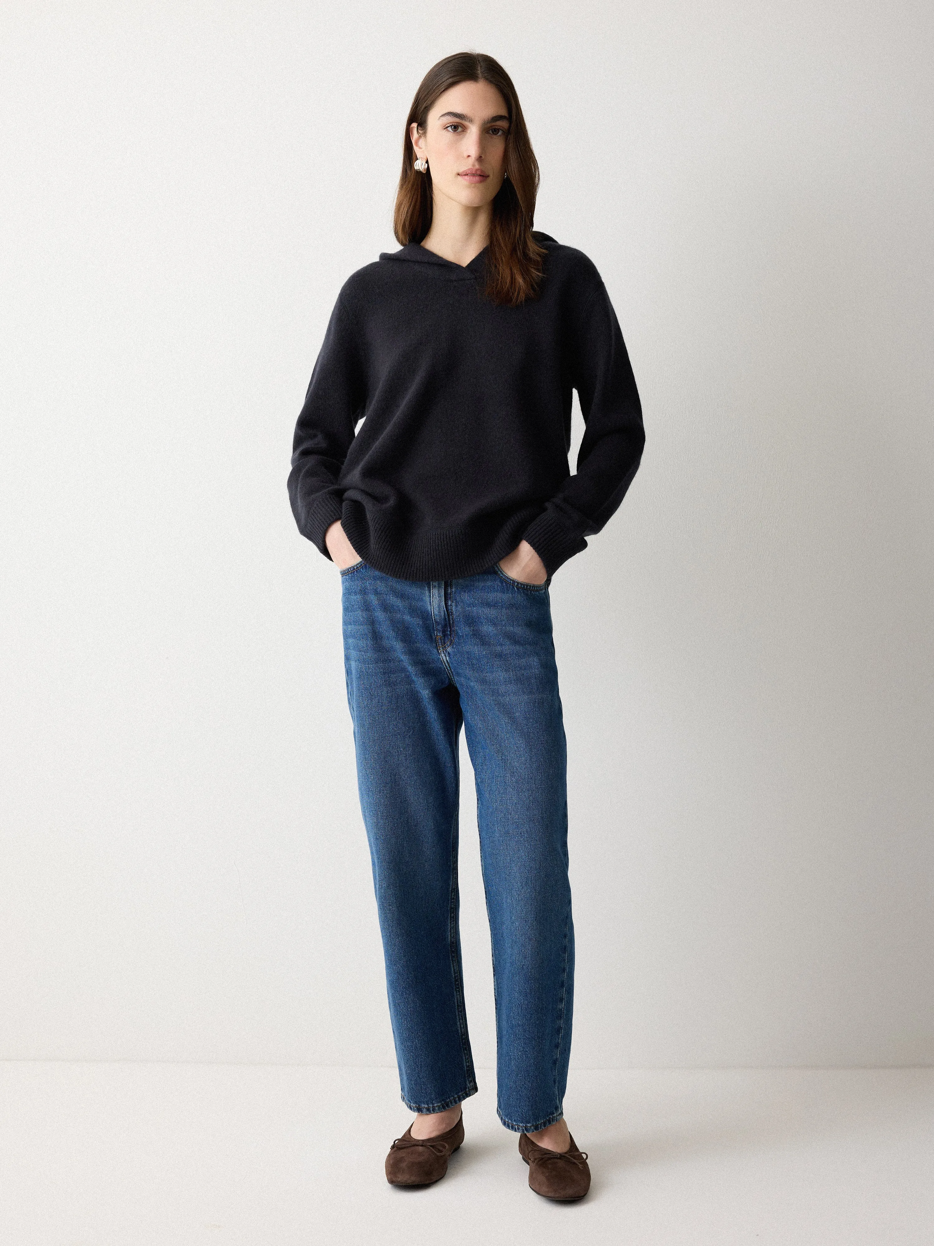 Wool Blend Hooded Jumper | Navy sold by Jigsaw product image thumbnail 2