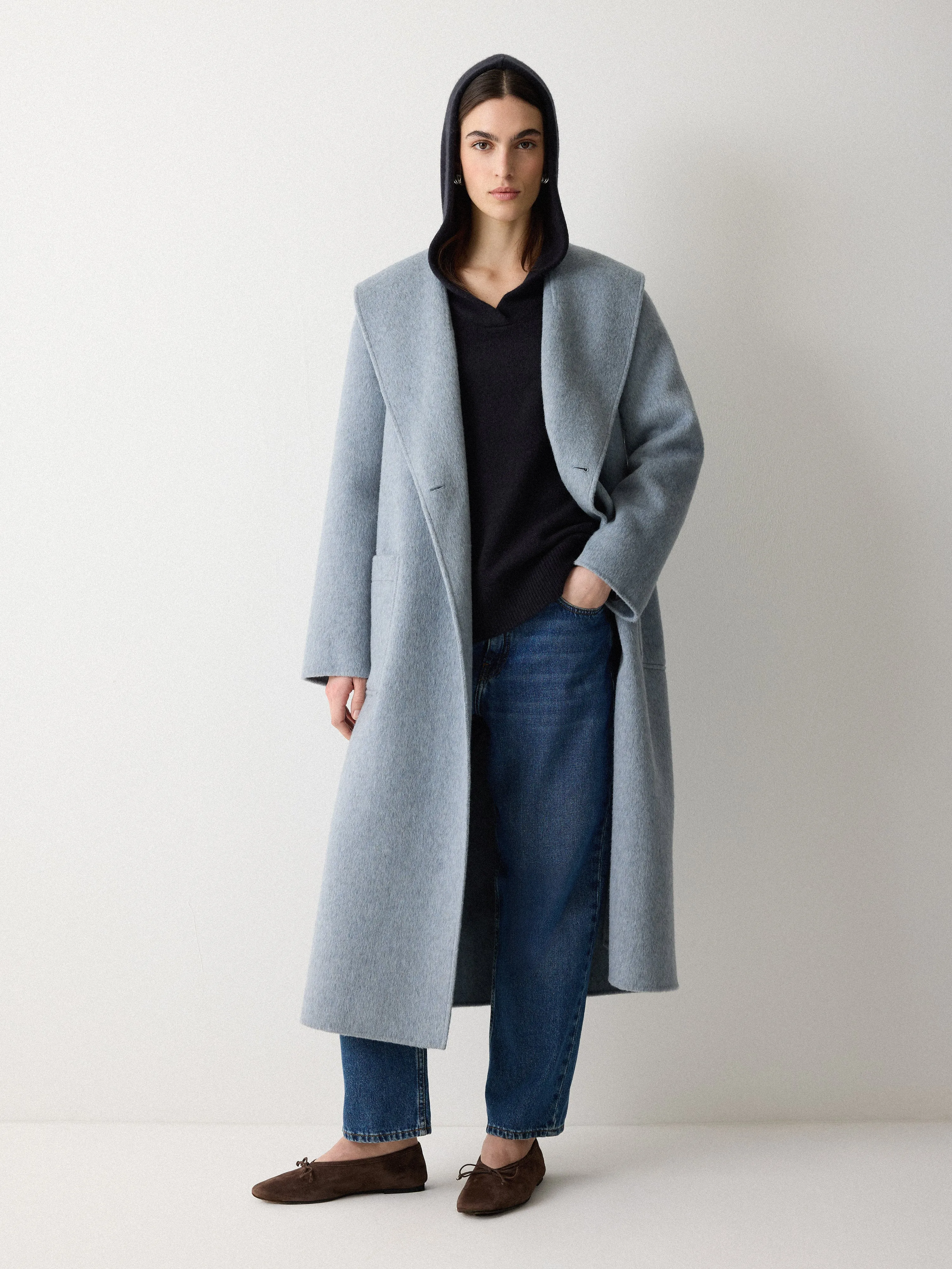 Wool Blend Hooded Jumper | Navy sold by Jigsaw product image thumbnail 3