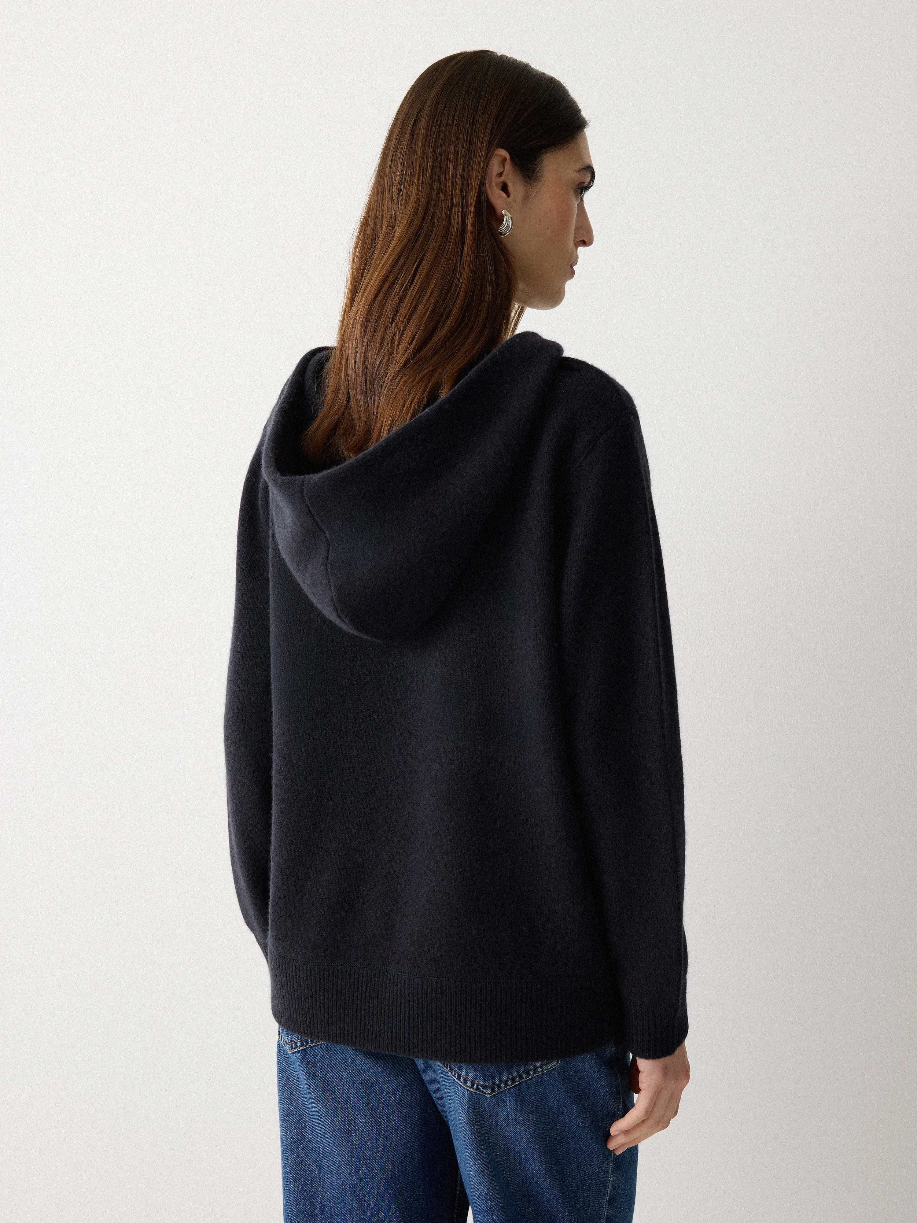 Wool Blend Hooded Jumper | Navy sold by Jigsaw product image thumbnail 5