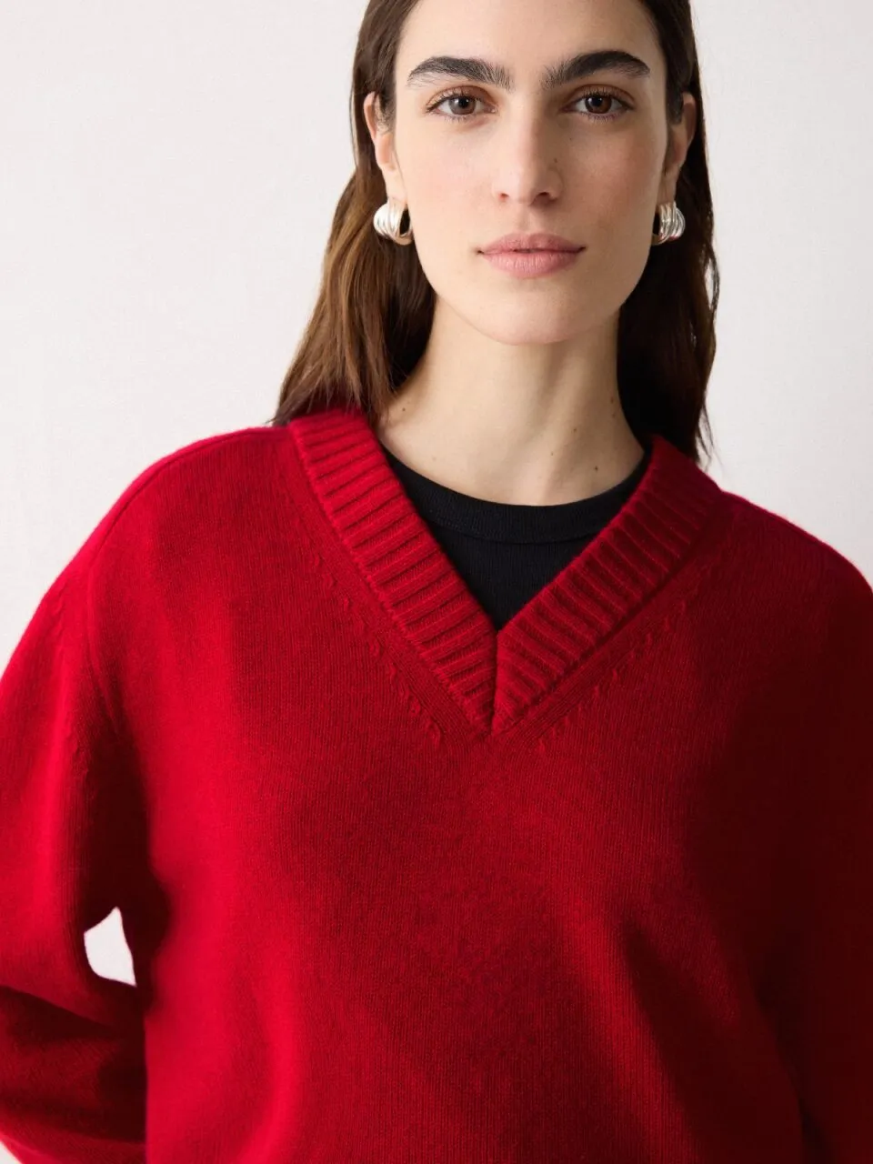 Wool Cashmere Blend V Neck | Red sold by Jigsaw product image thumbnail 2