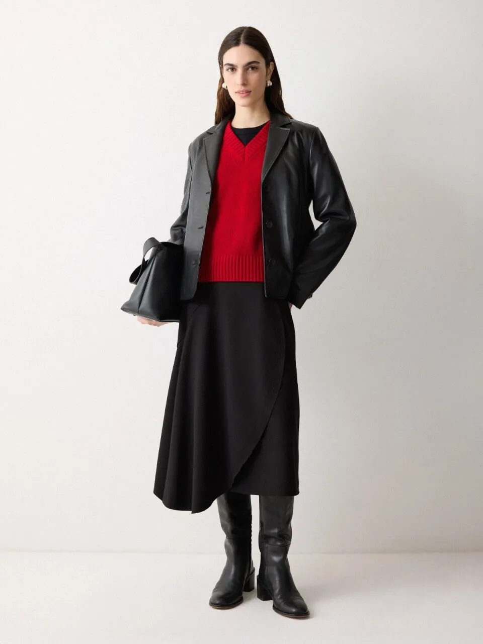 Wool Cashmere Blend V Neck | Red sold by Jigsaw product image thumbnail 3