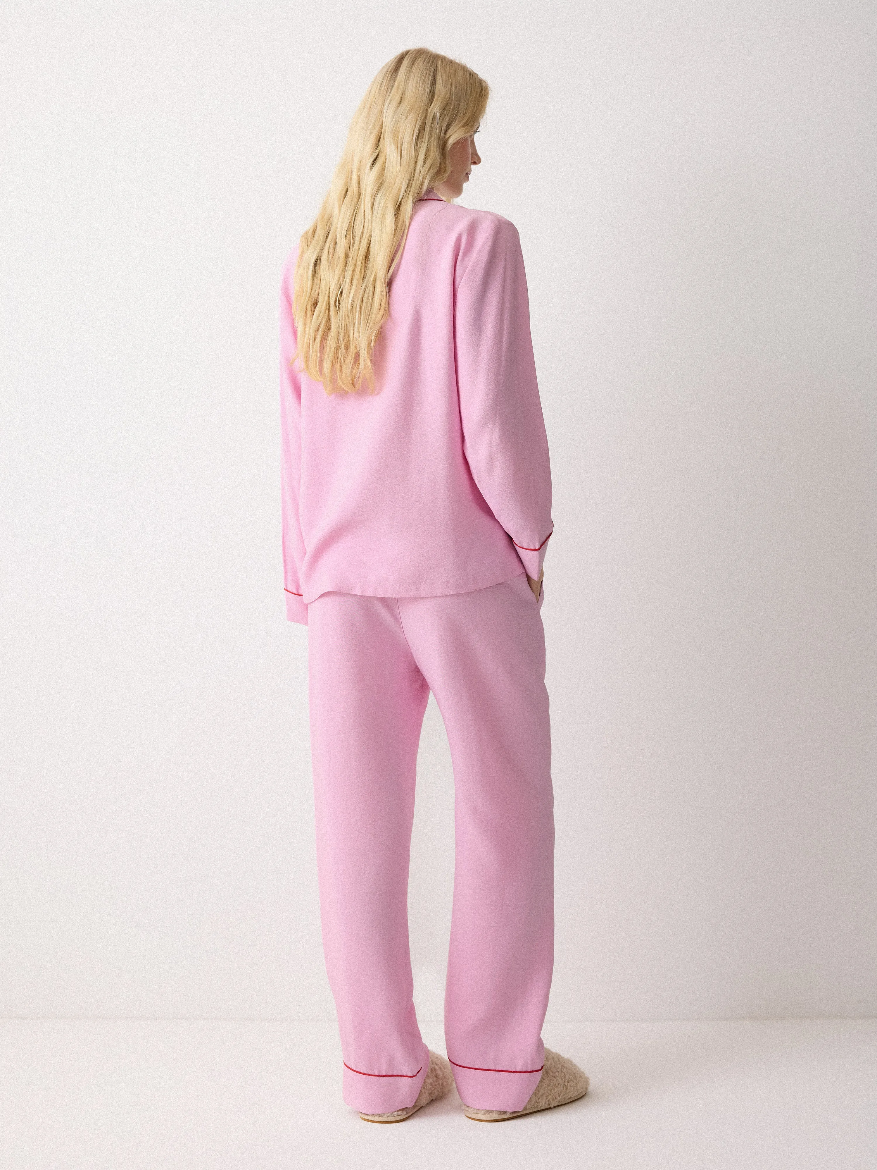 Piped Detail Relaxed Pyjamas | Pink sold by Jigsaw product image thumbnail 4