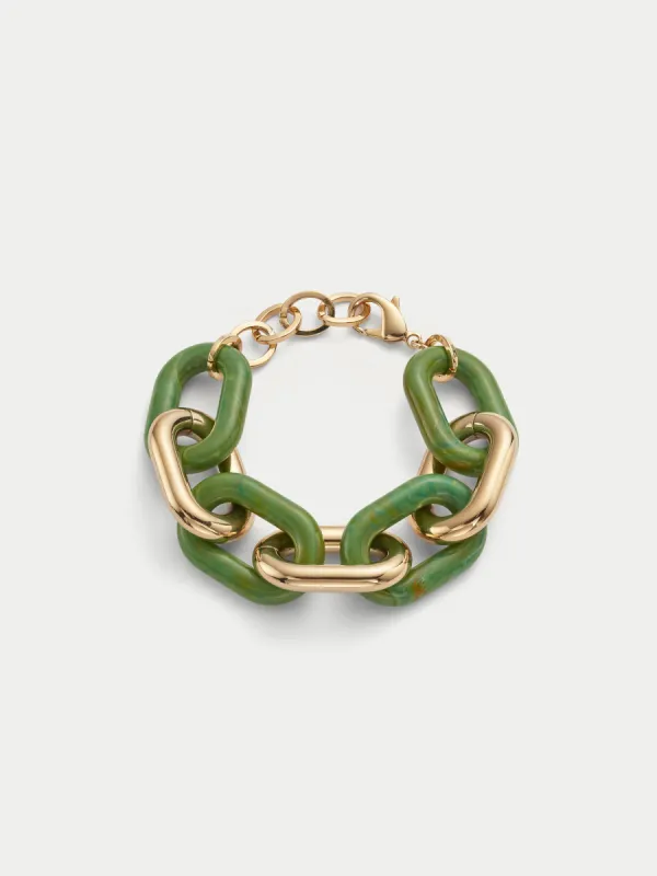 Resin And Metal Chain Bracelet | Green sold by Jigsaw