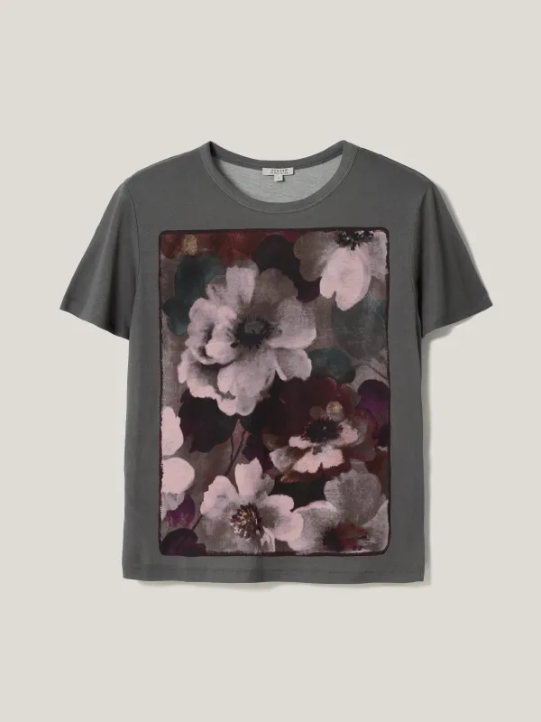 Antique Floral Print T-shirt | Grey sold by Jigsaw