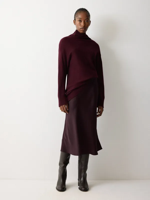 Satin Bias Midi Skirt | Purple sold by Jigsaw